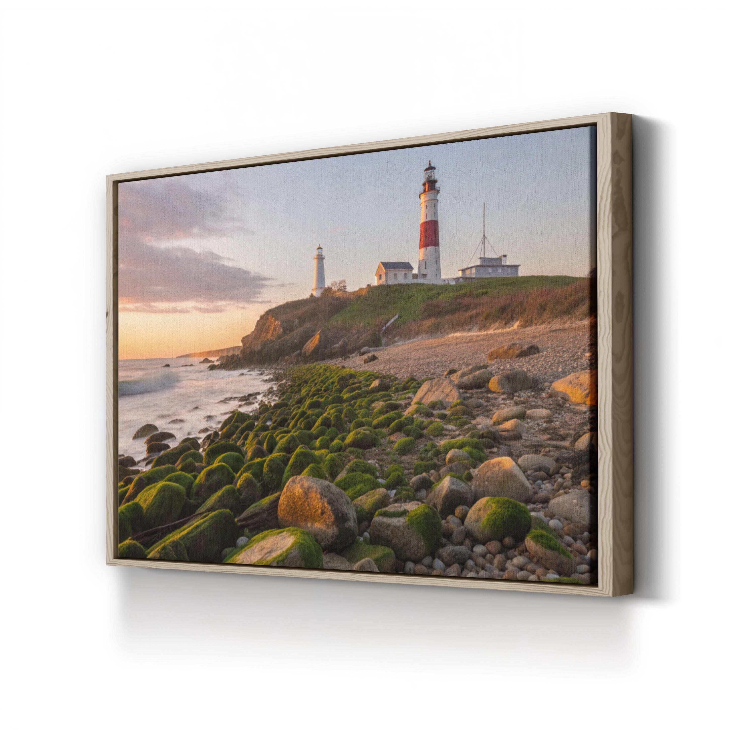 Long Island Lighthouse Sunset – Vintage Photography Wall Art | Coastal Canvas Print