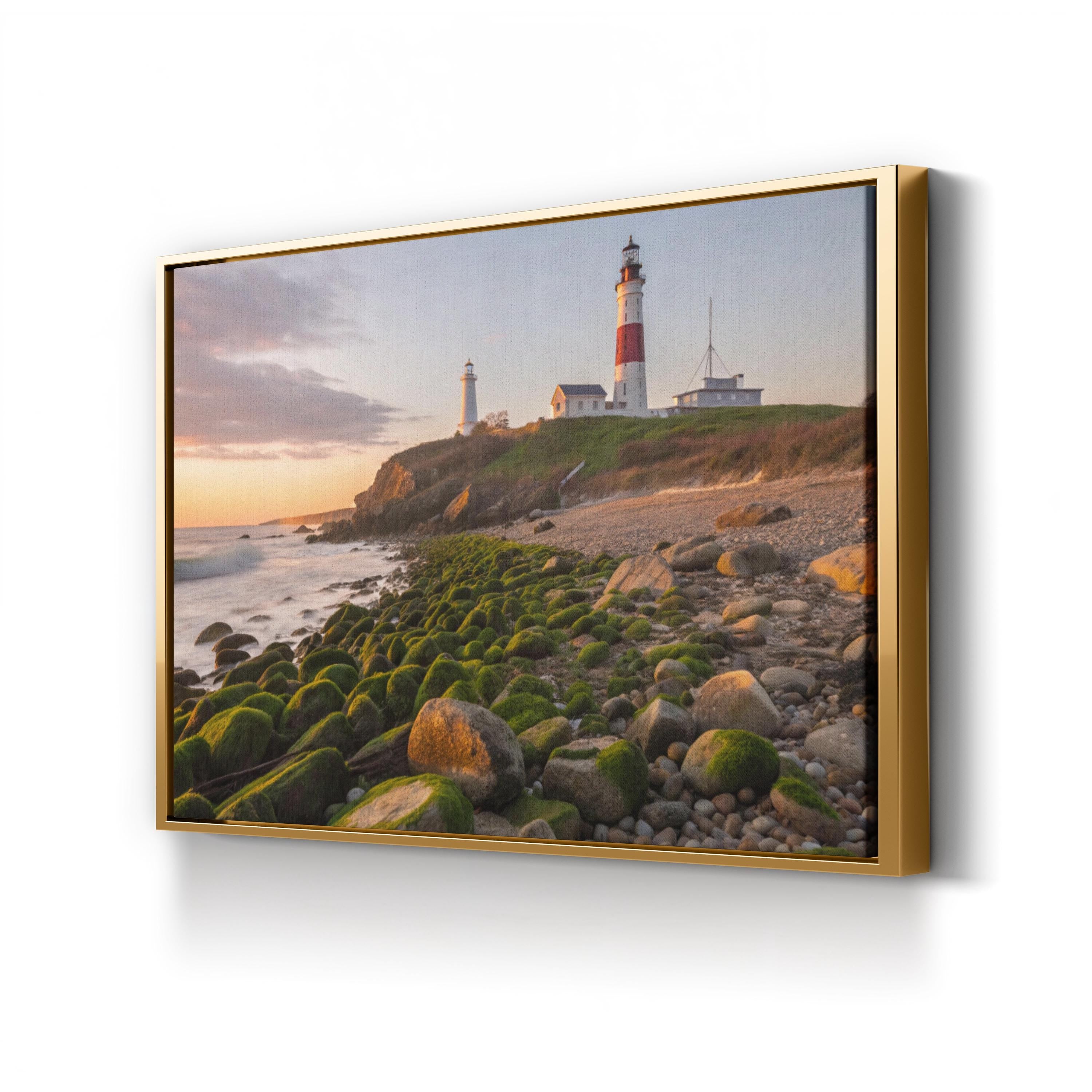 Long Island Lighthouse Sunset – Vintage Photography Wall Art | Coastal Canvas Print