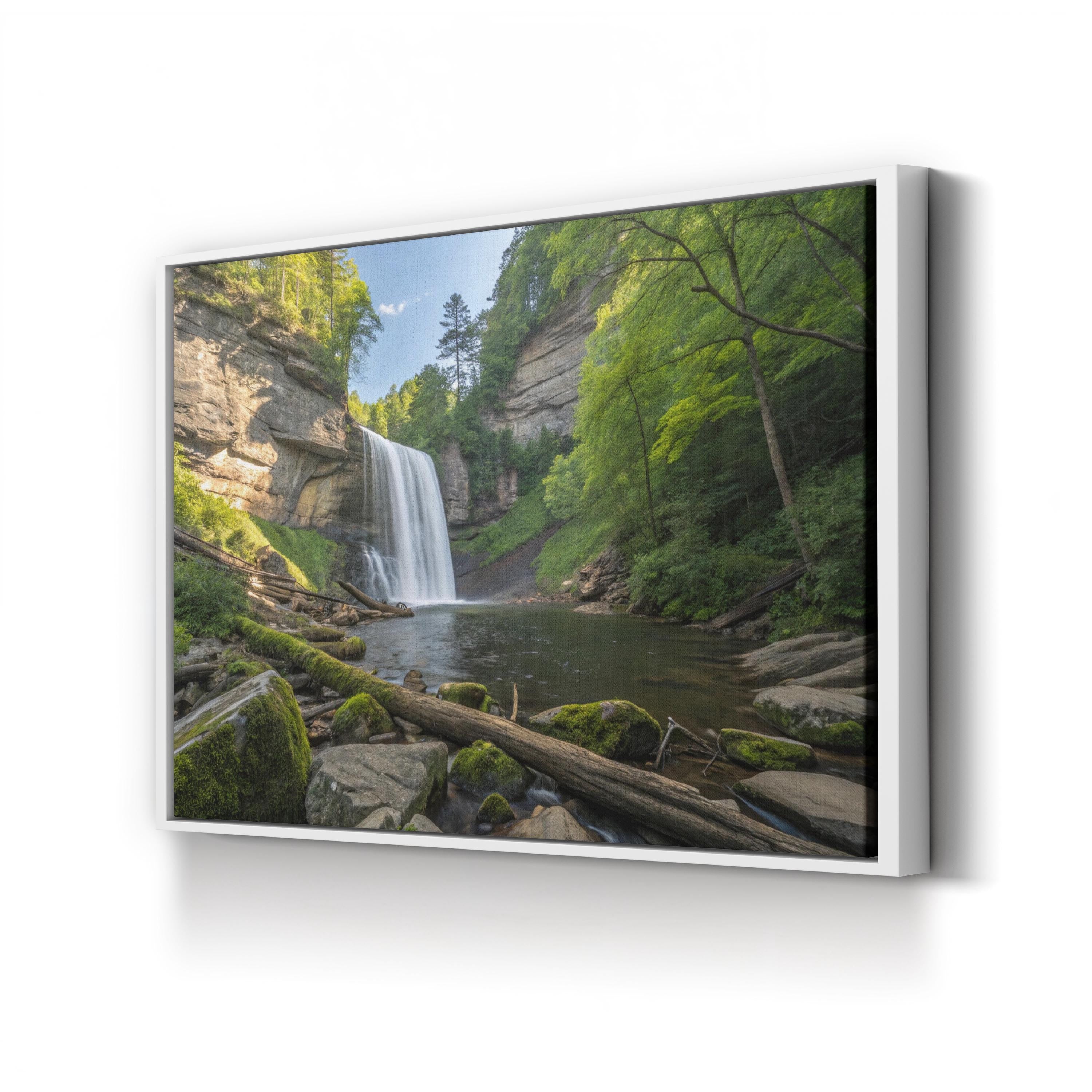 Looking Glass Falls Forest – Vintage Photography Wall Art | Waterfall Canvas Print