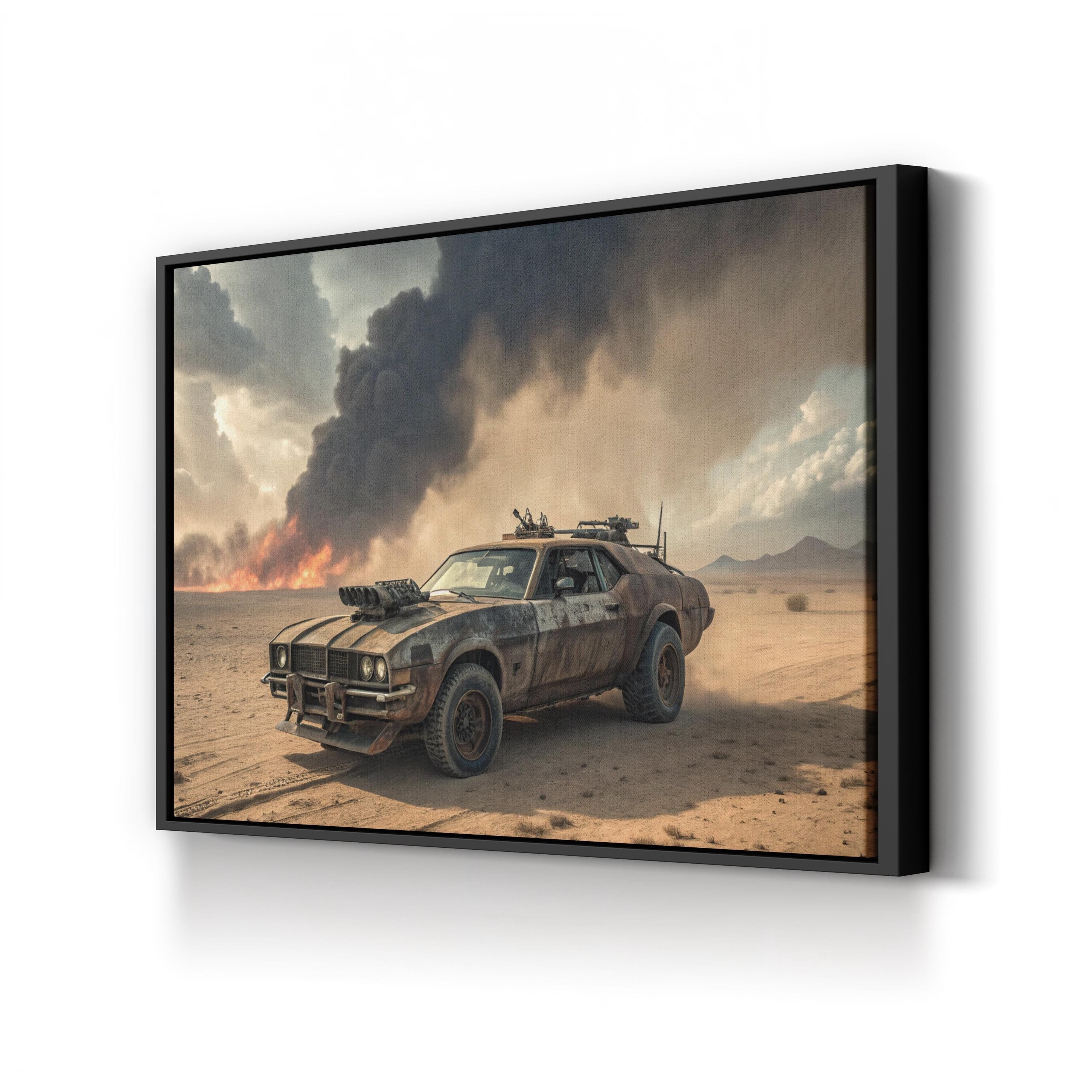 Mad Max Muscle Car – Period Illustration Wall Art | Dystopian Automotive Canvas Print