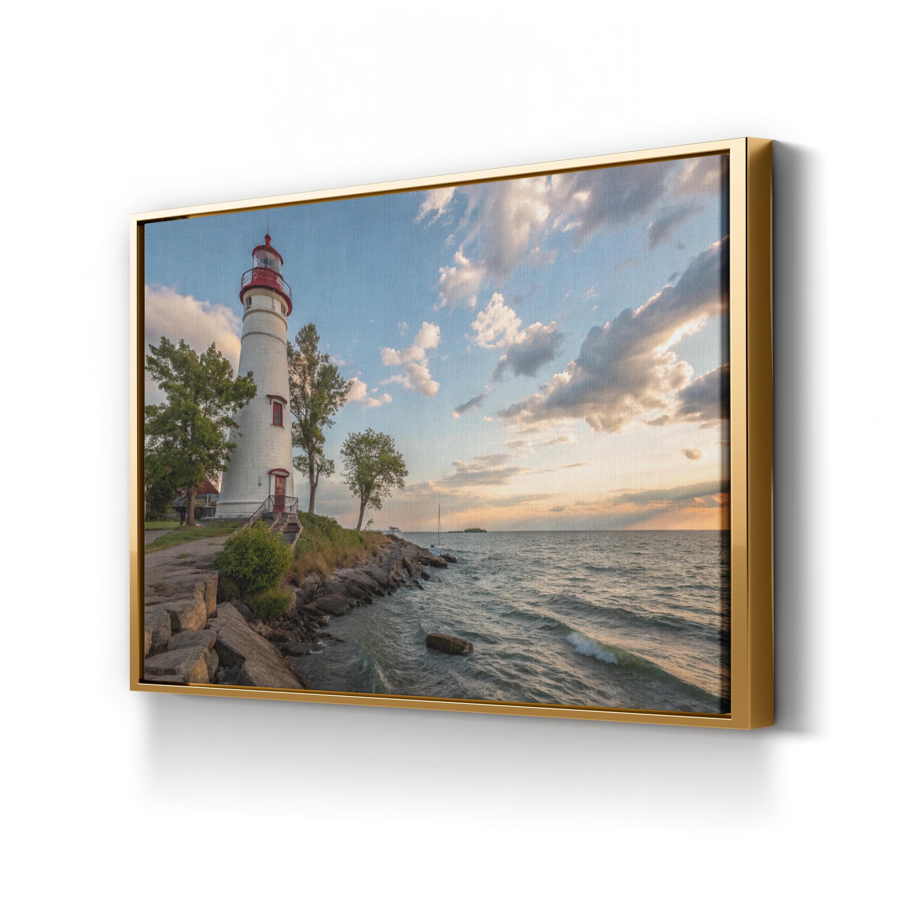Marblehead Lighthouse, Marblehead, Ohio, USA Wall Art — Nautical Coastal Landscape Canvas Print