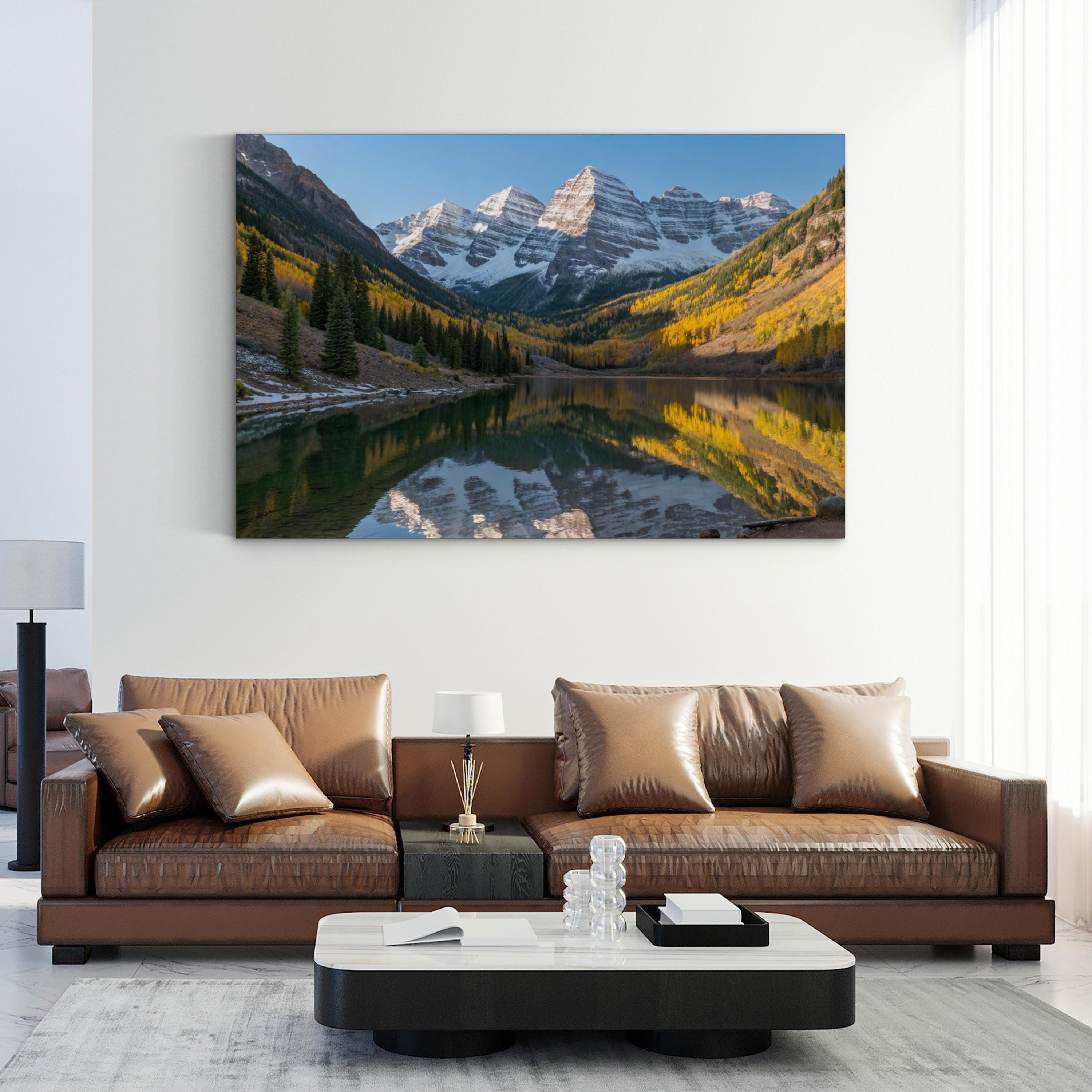 Maroon Bells Winter Snow, Colorado – Vintage Photography Wall Art | Rocky Mountain Canvas Print