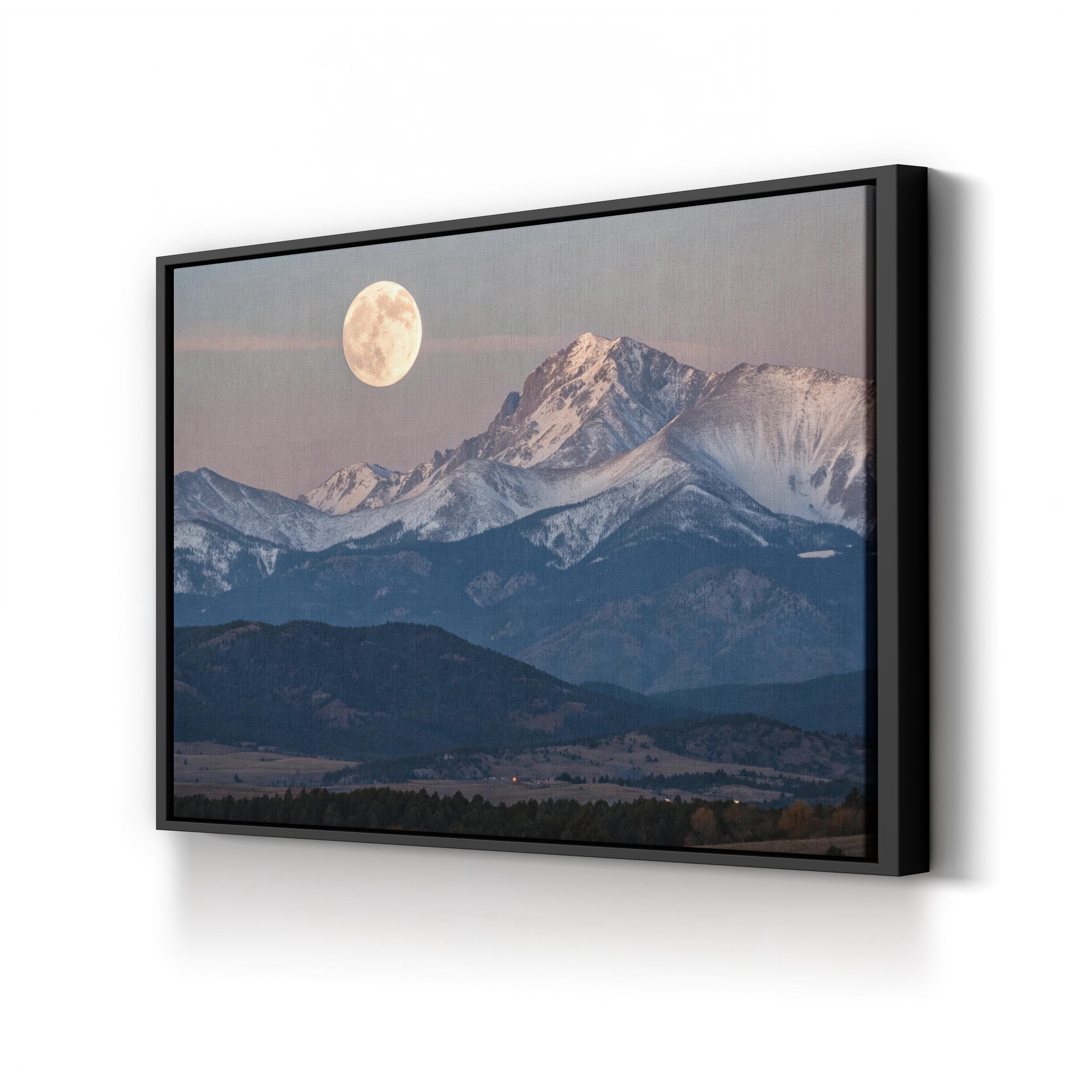 Moon Over Boulder Nightscape – Vintage Photography Wall Art | Colorado Mountain Canvas Print