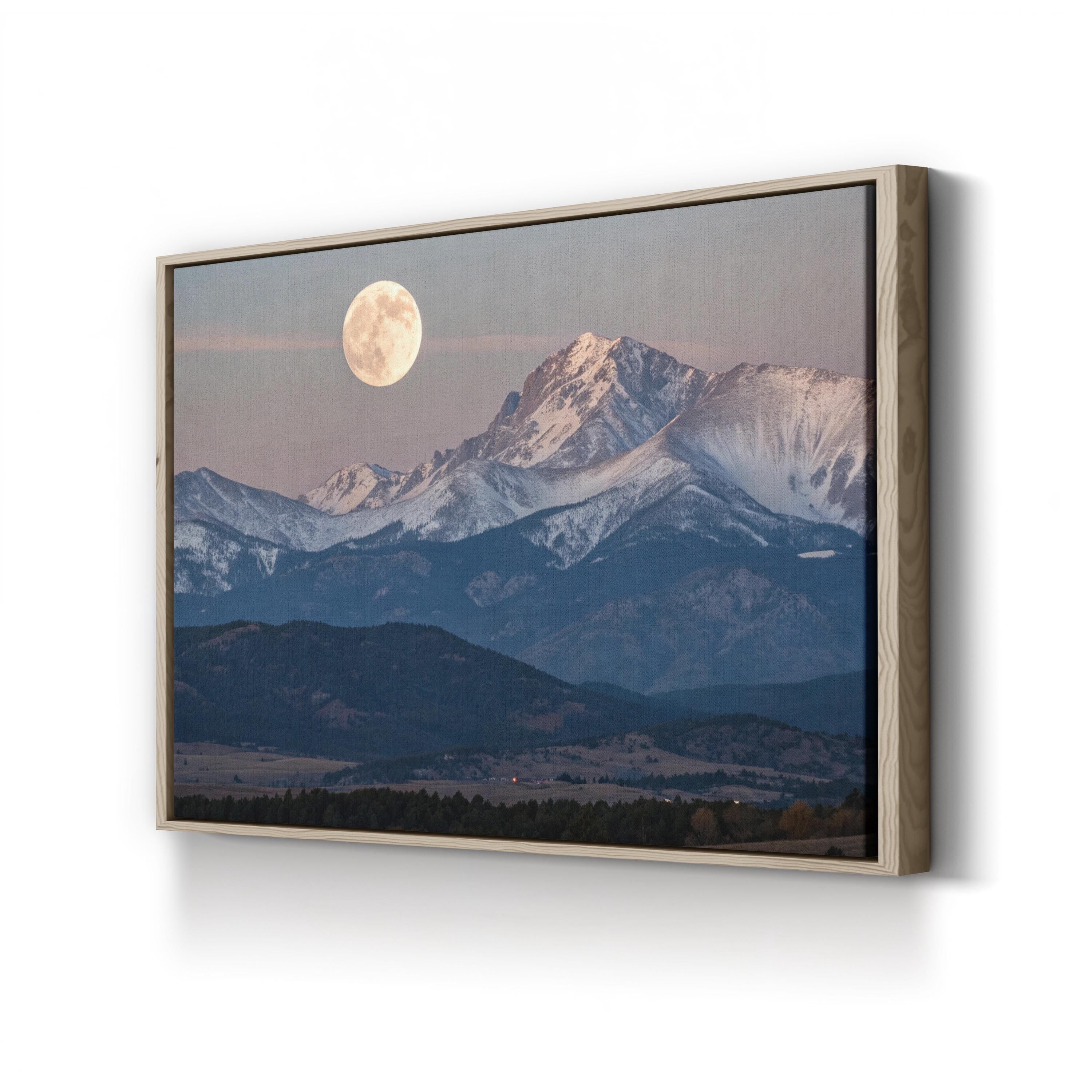 Moon Over Boulder Nightscape – Vintage Photography Wall Art | Colorado Mountain Canvas Print