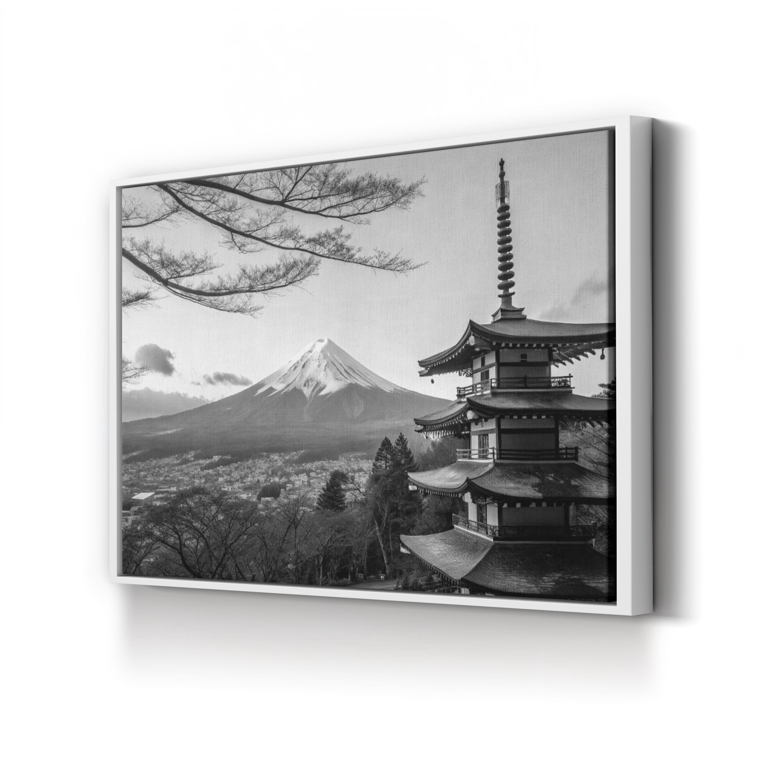 Mount Fuji – Vintage Photography Wall Art | Japanese Temple Landscape Canvas Print