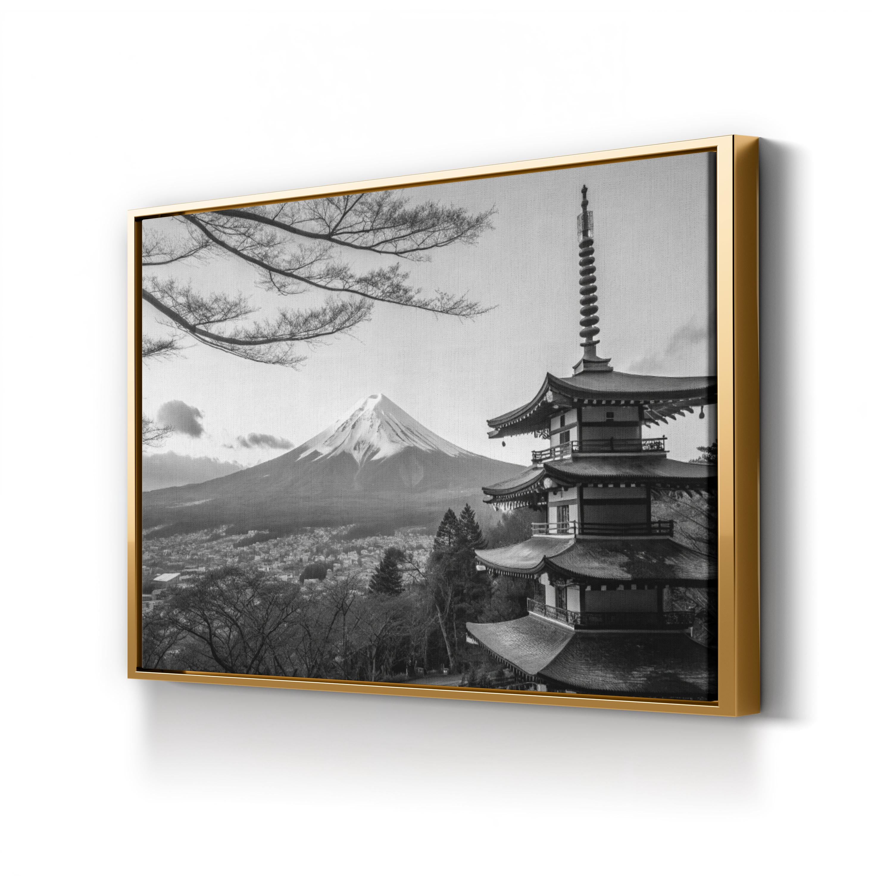 Mount Fuji – Vintage Photography Wall Art | Japanese Temple Landscape Canvas Print