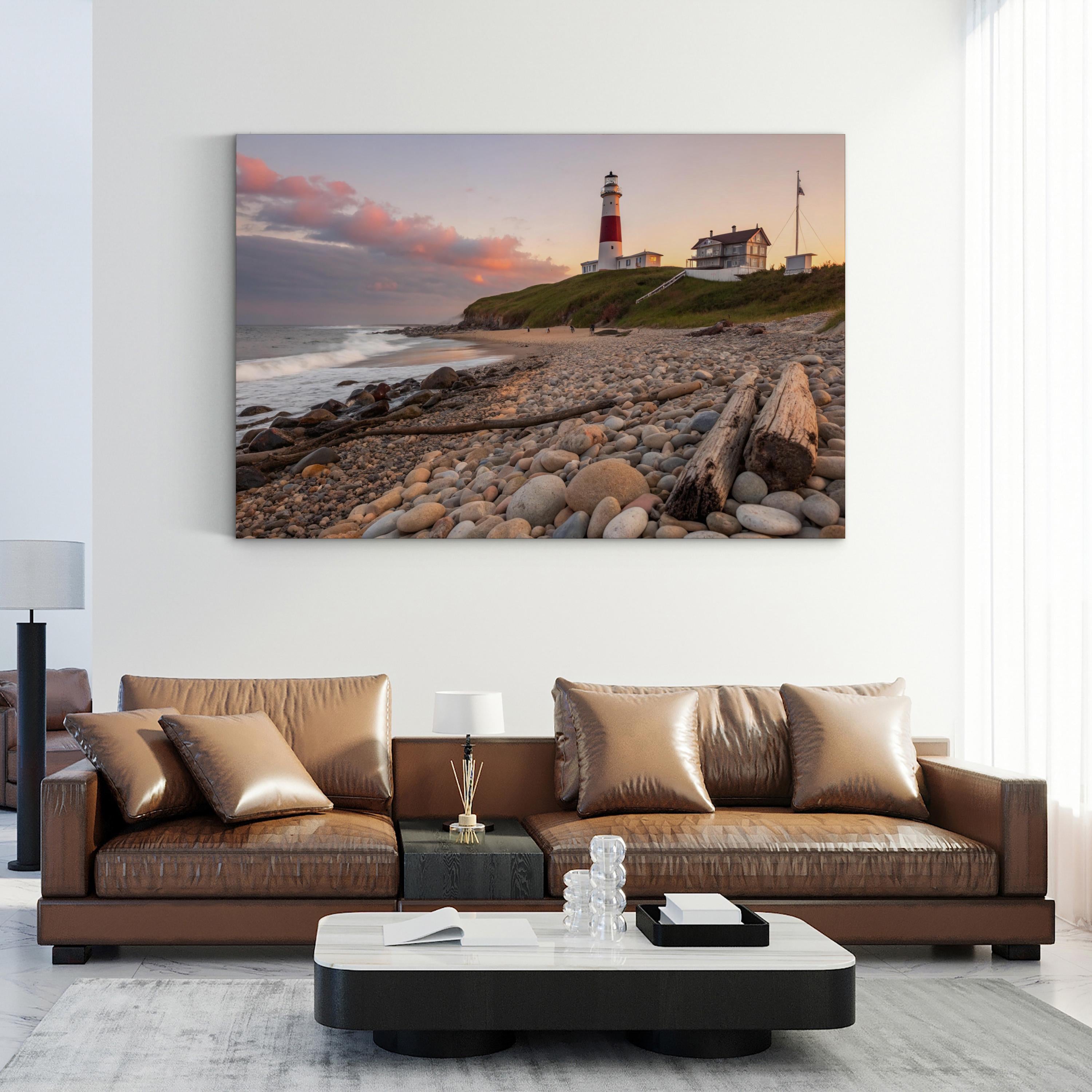 Montauk Point Lighthouse, Long Island New York Wall Art — Coastal Seascape Canvas Print