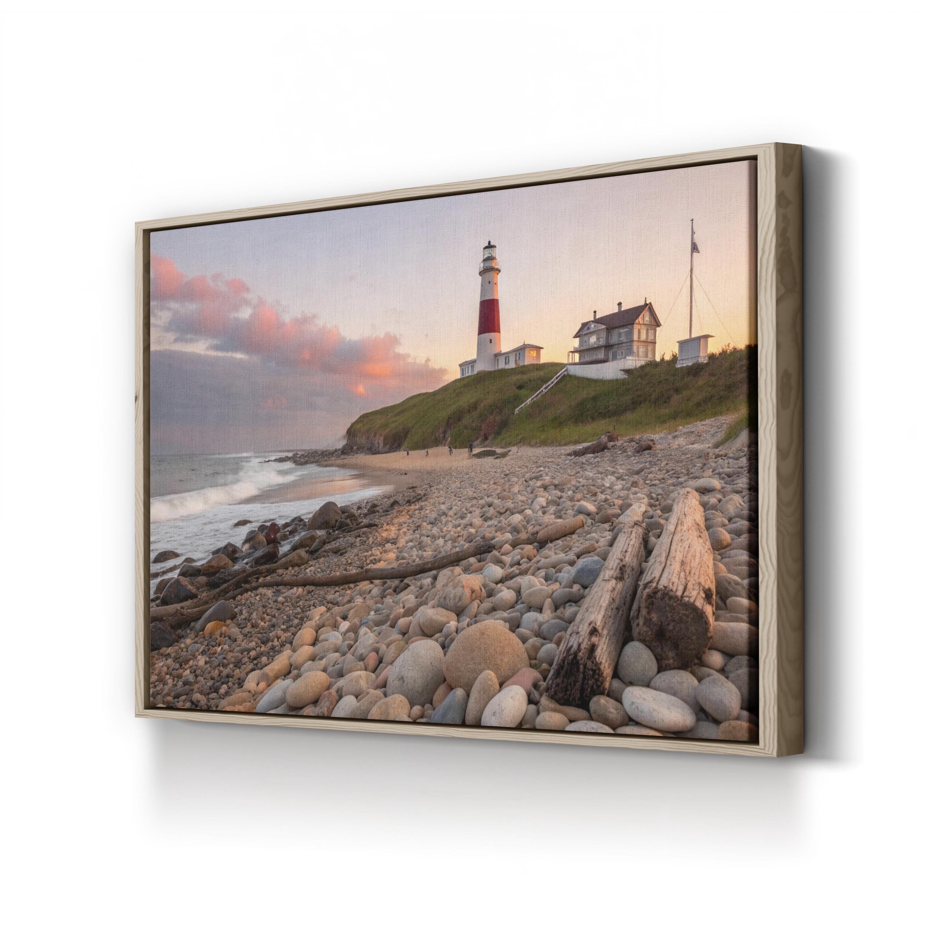 Montauk Point Lighthouse, Long Island New York Wall Art — Coastal Seascape Canvas Print