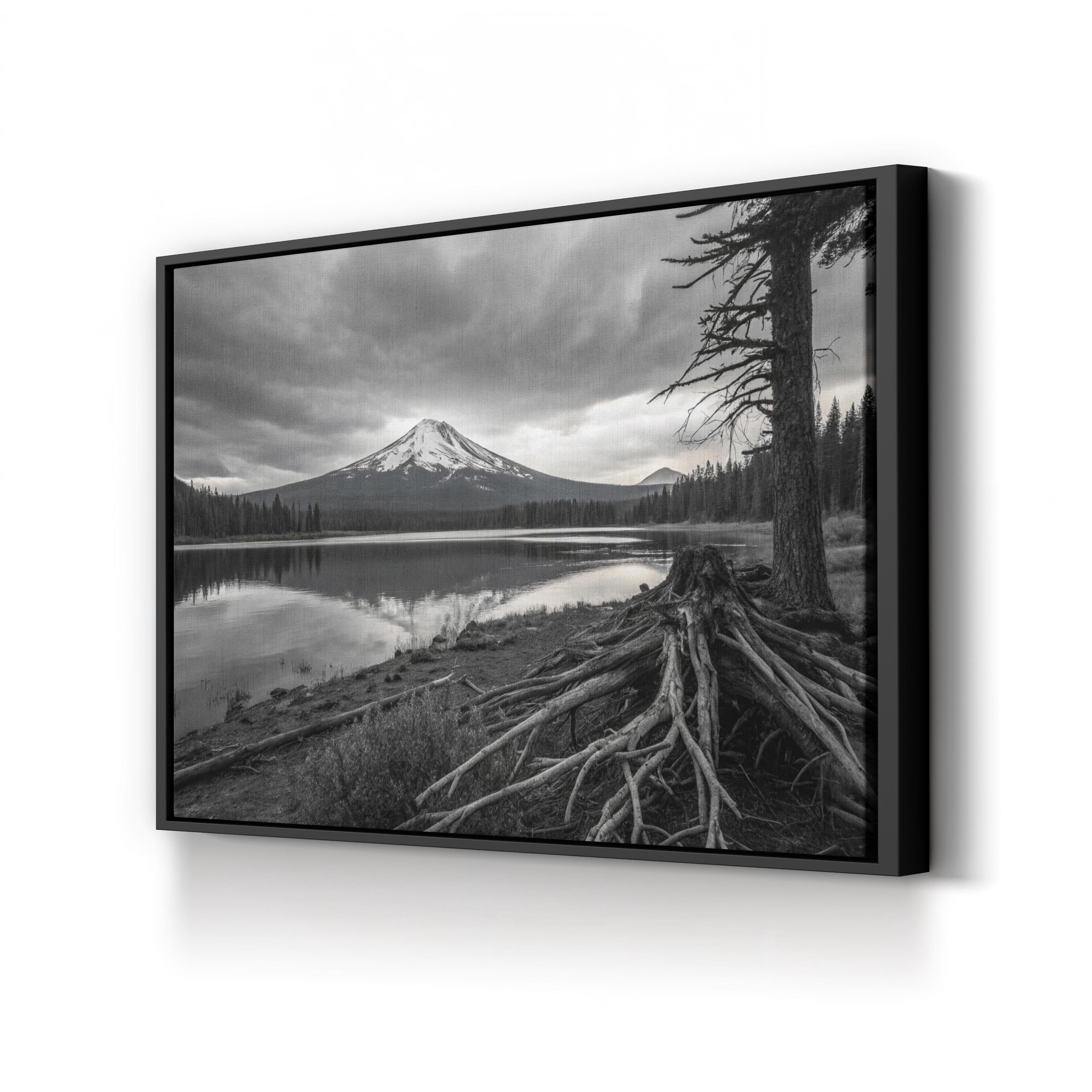 Mt. Bachelor – Vintage Photography Wall Art | Lake & Mountain Landscape Canvas Print