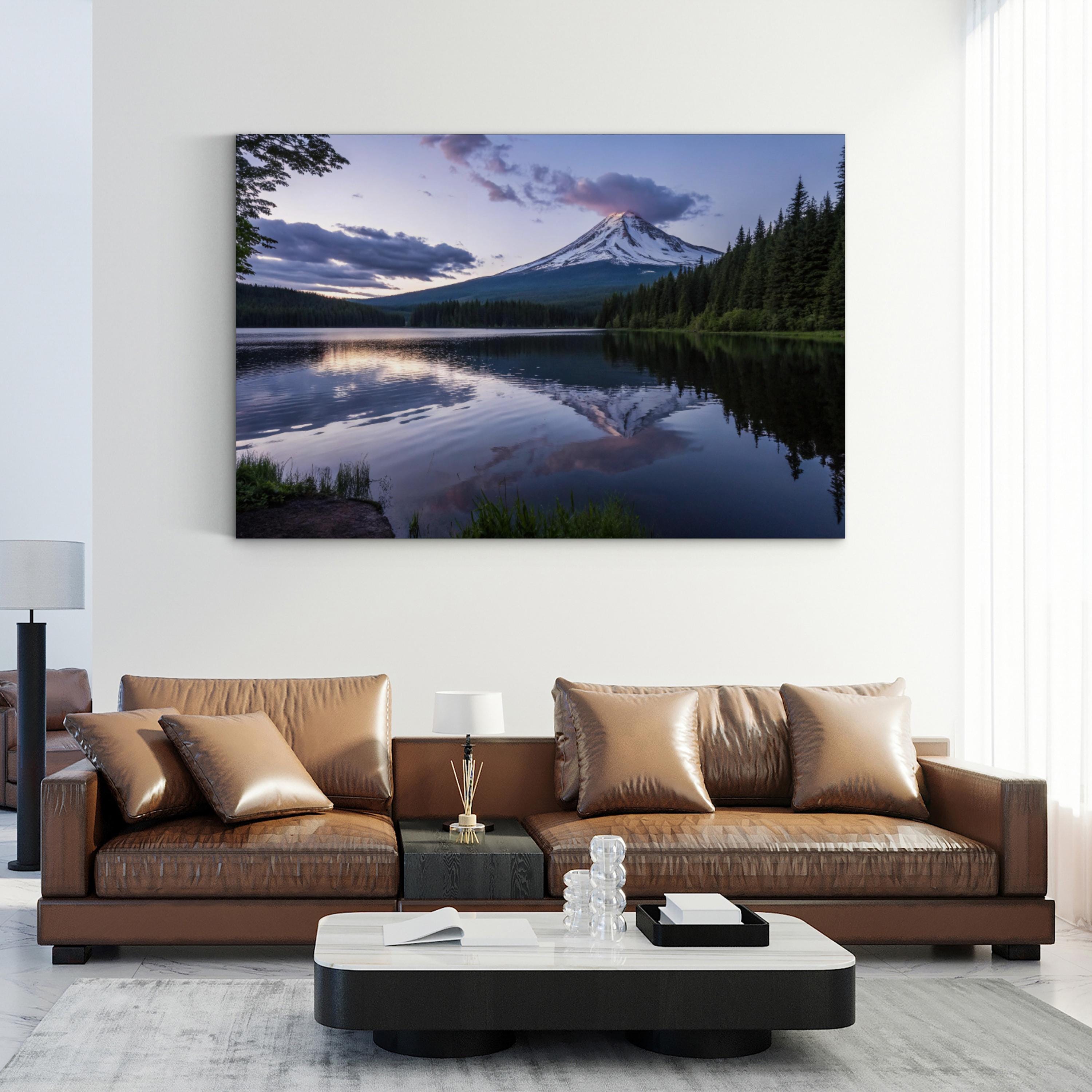 Mount Hood Canvas Wall Art: Mount Hood Oregon Alpine Lake Reflection Landscape Print