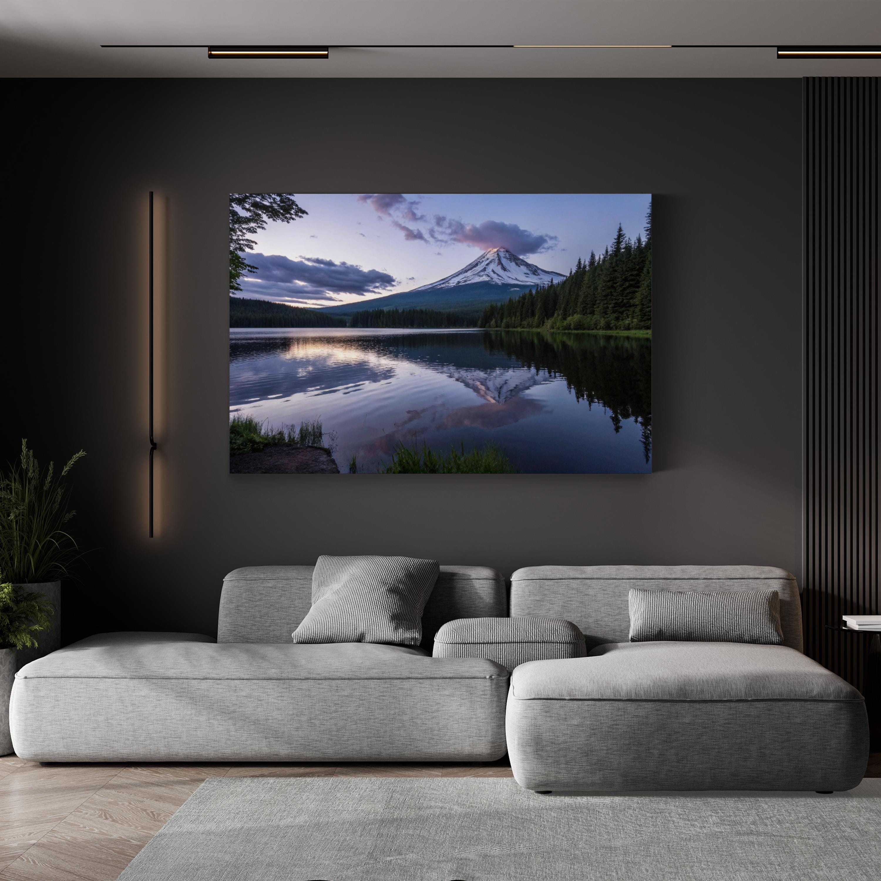 Mount Hood Canvas Wall Art: Mount Hood Oregon Alpine Lake Reflection Landscape Print