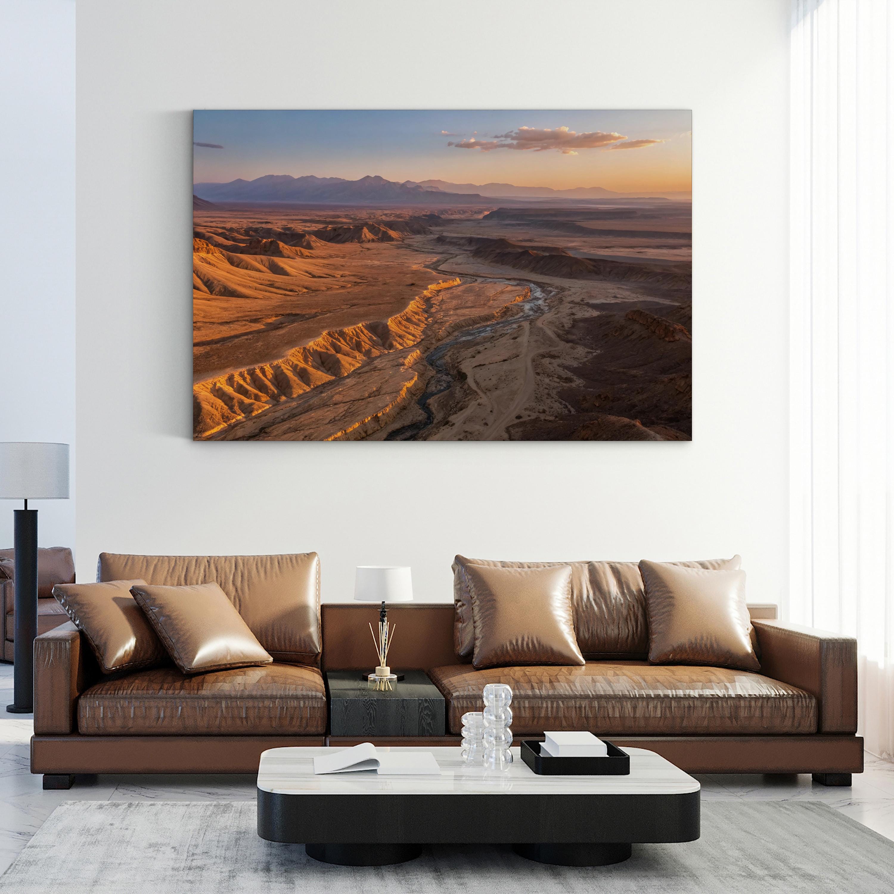 Desert Mountain Golden Sunset – Vintage Photography Wall Art | Landscape Canvas Print