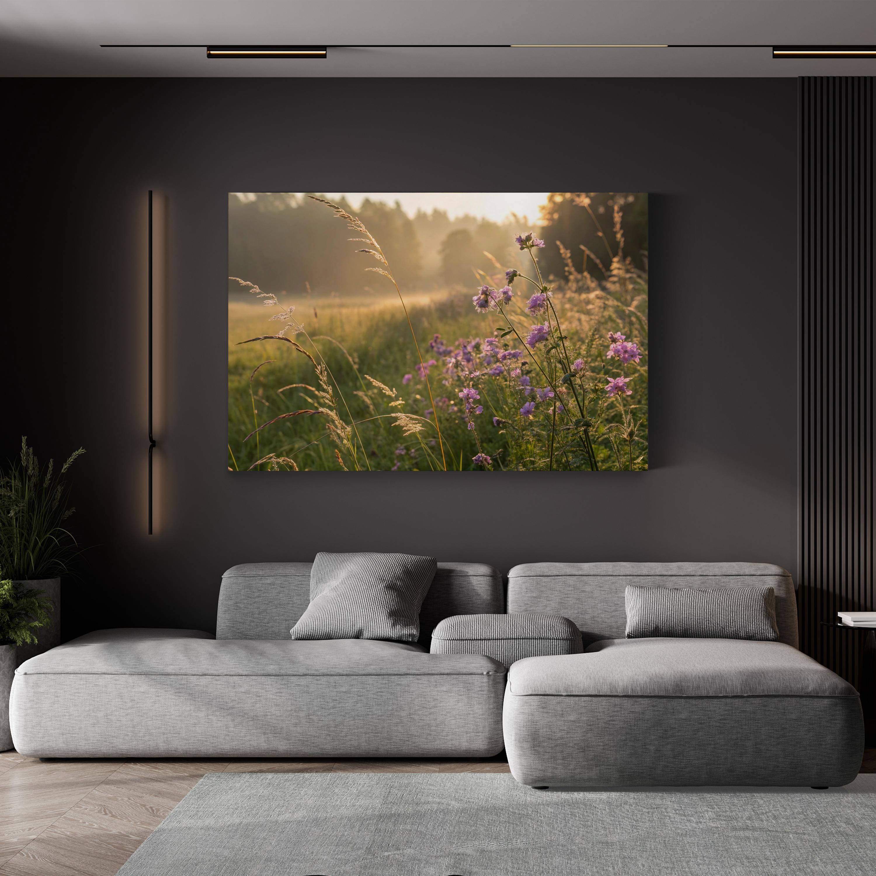 Morning Meadow Dawn – Vintage Photography Wall Art | Peaceful Nature Canvas Print