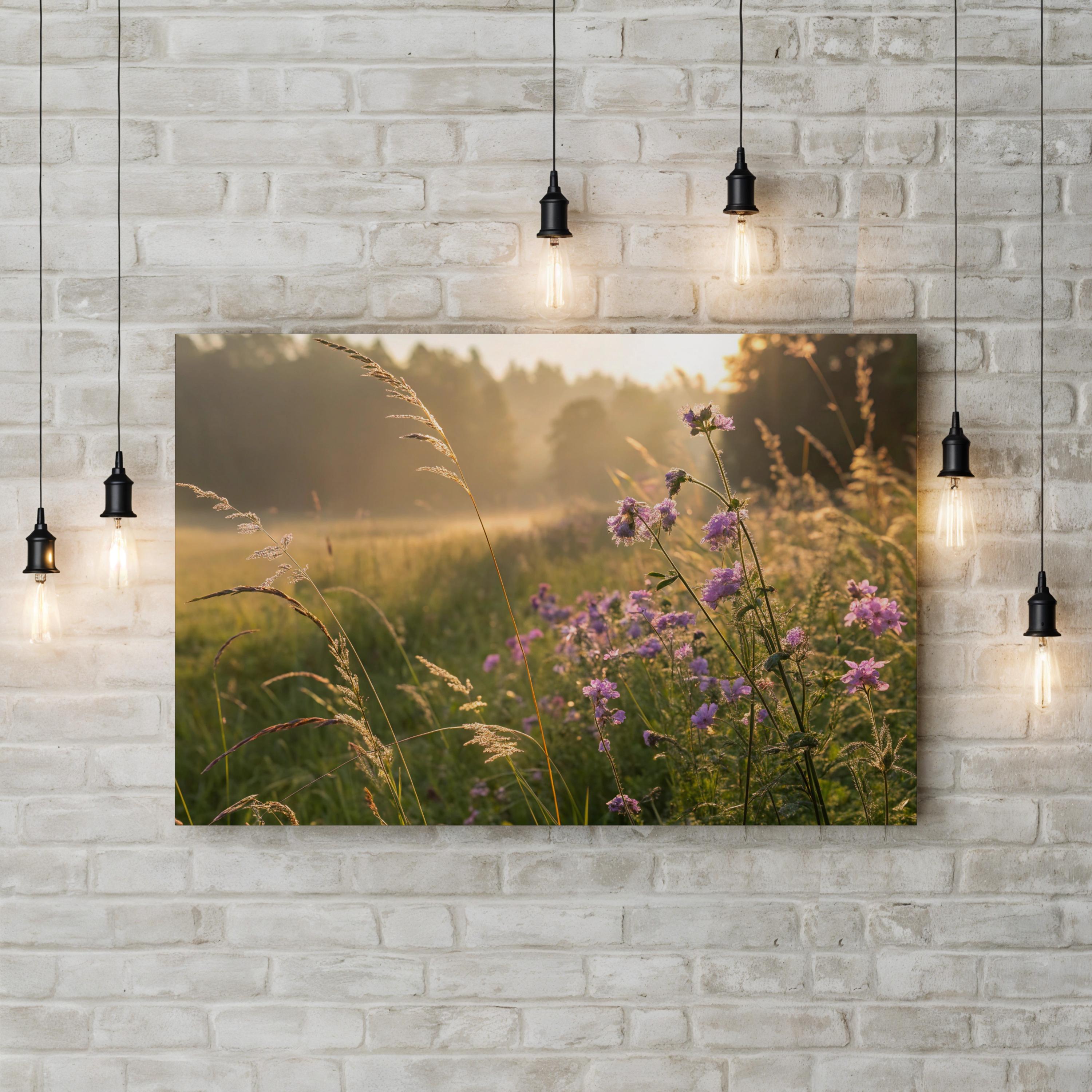 Morning Meadow Dawn – Vintage Photography Wall Art | Peaceful Nature Canvas Print