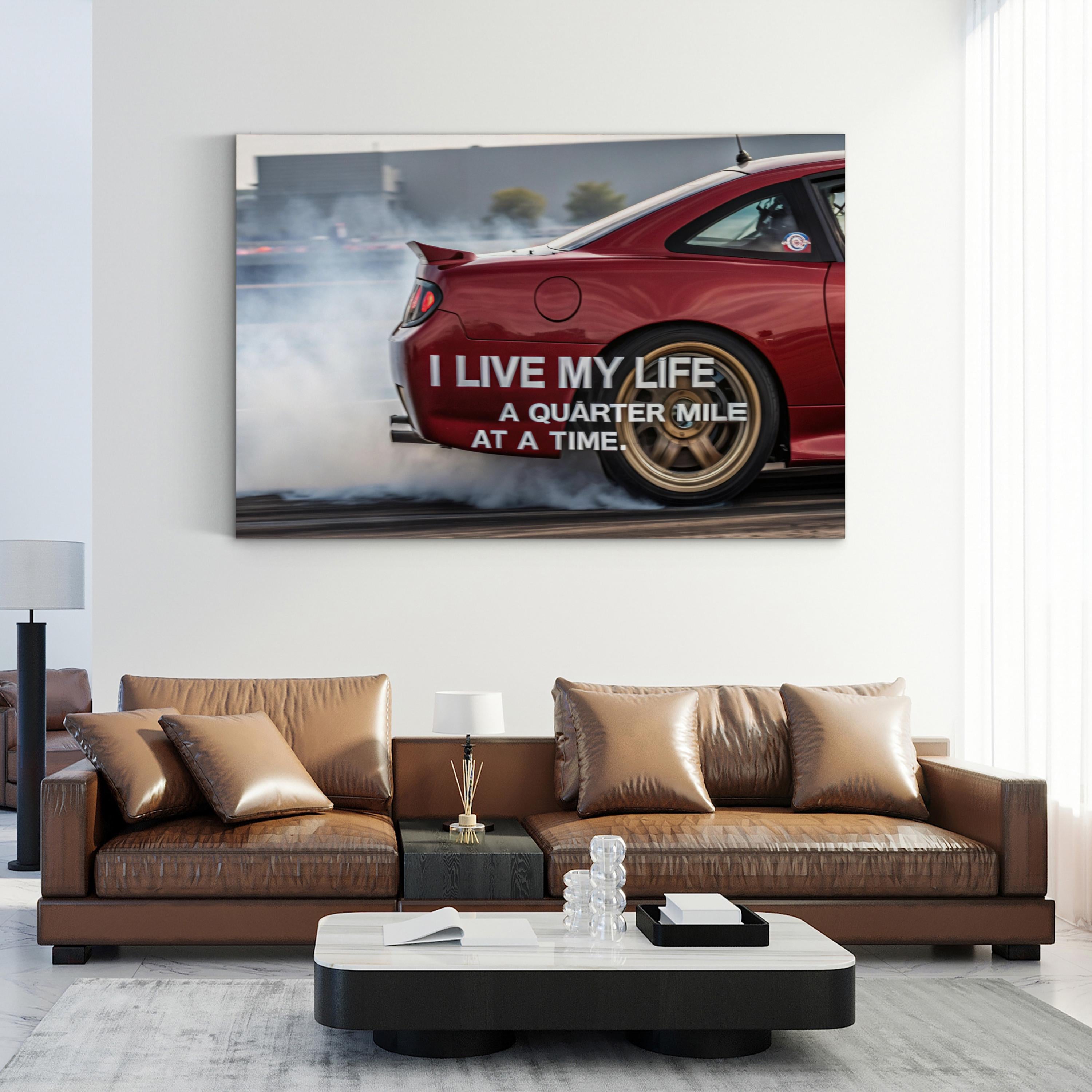 Race Car Quarter Mile – Period Illustration Wall Art | Typography Automotive Canvas Print