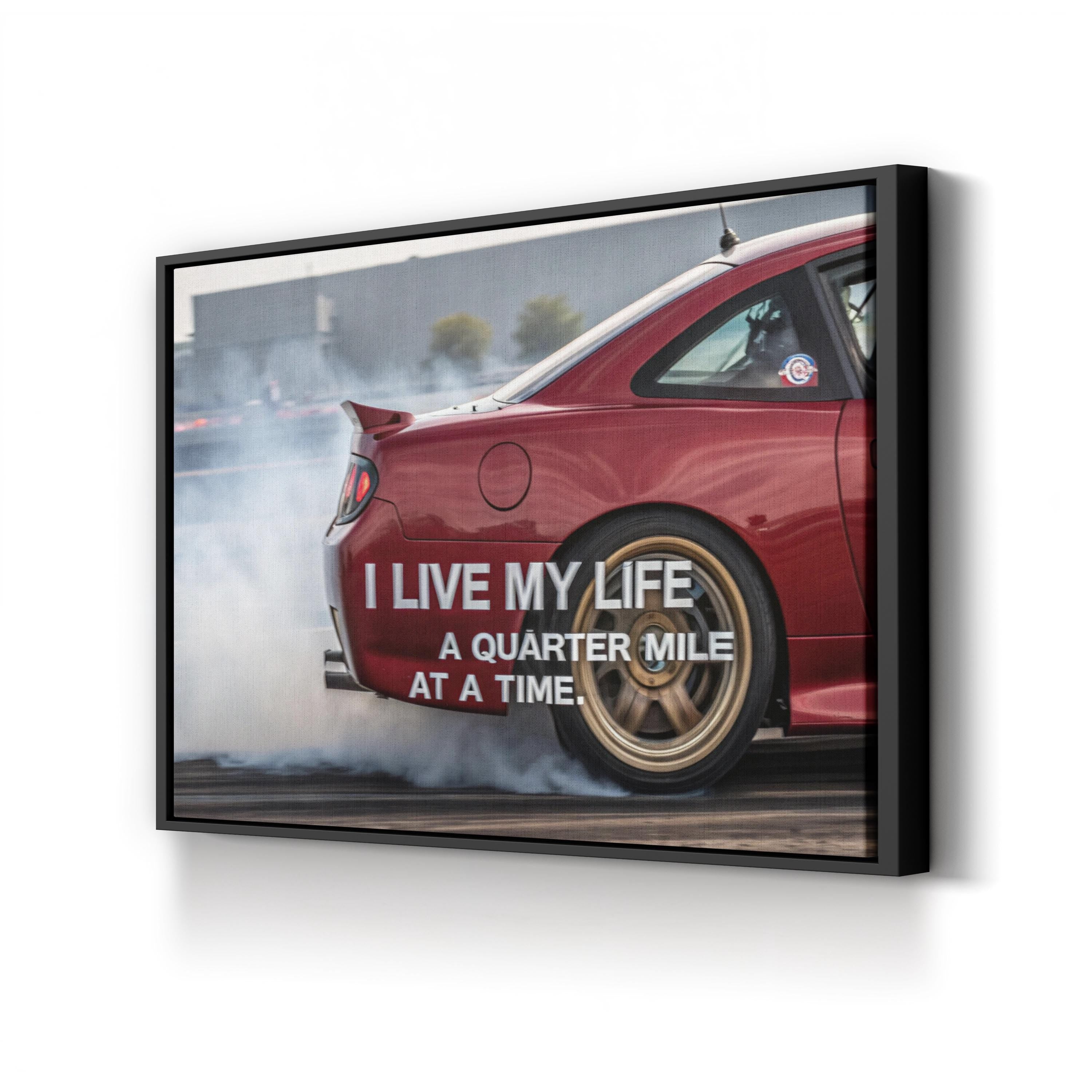 Race Car Quarter Mile – Period Illustration Wall Art | Typography Automotive Canvas Print