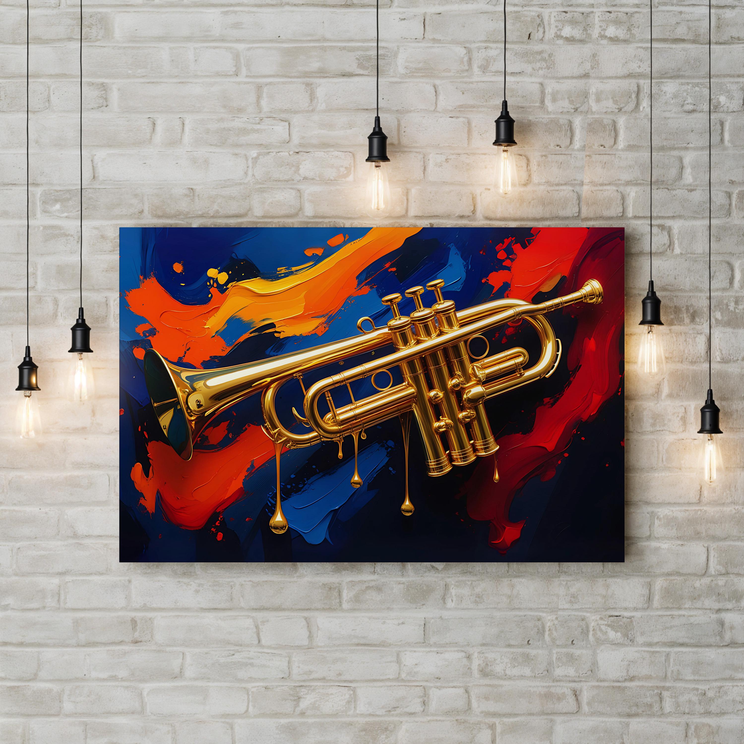 Abstract Trumpet Canvas Art – Jazz Music Contemporary Canvas Print