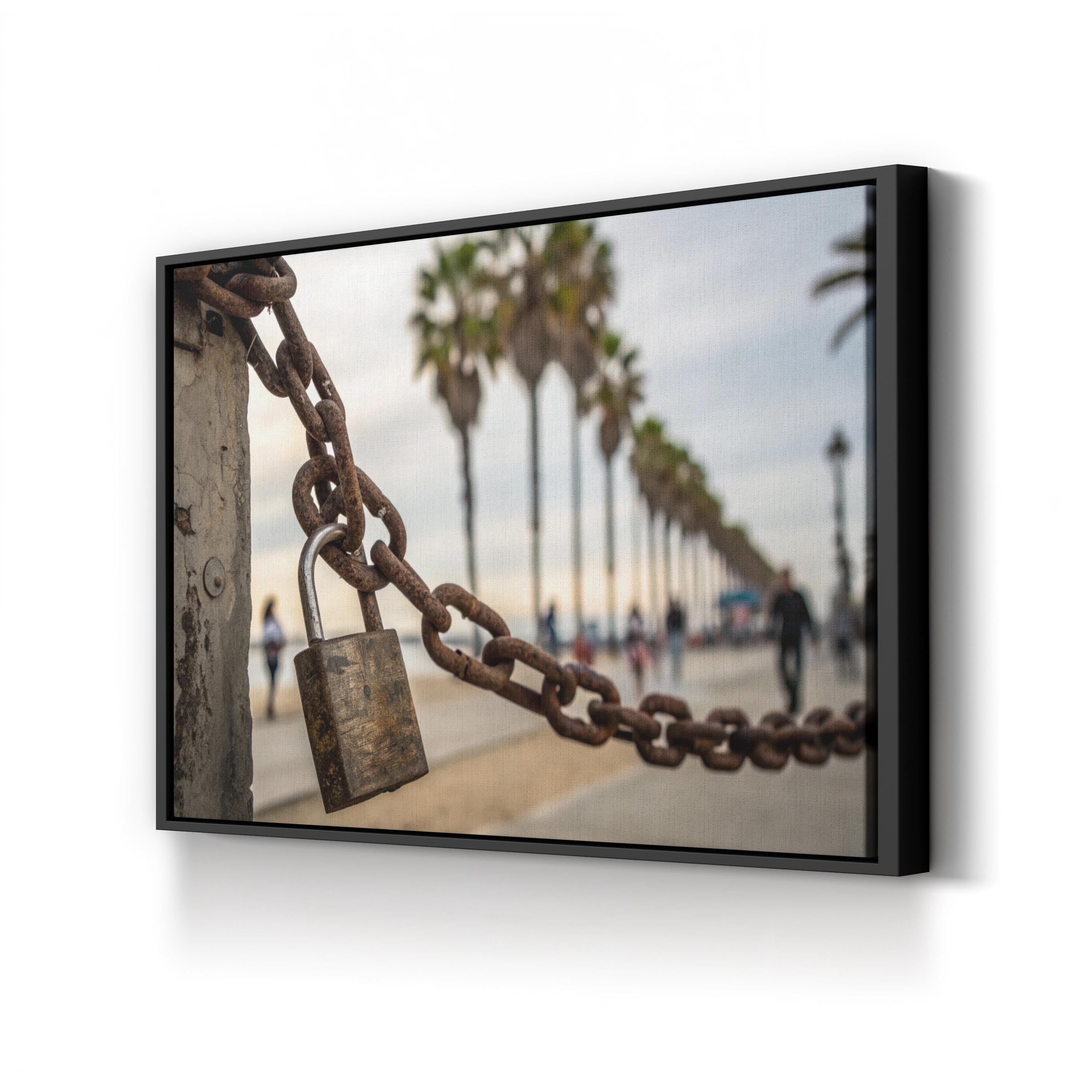 Access Denied – Period Illustration Wall Art | Urban Street Lock & Chain Canvas Print