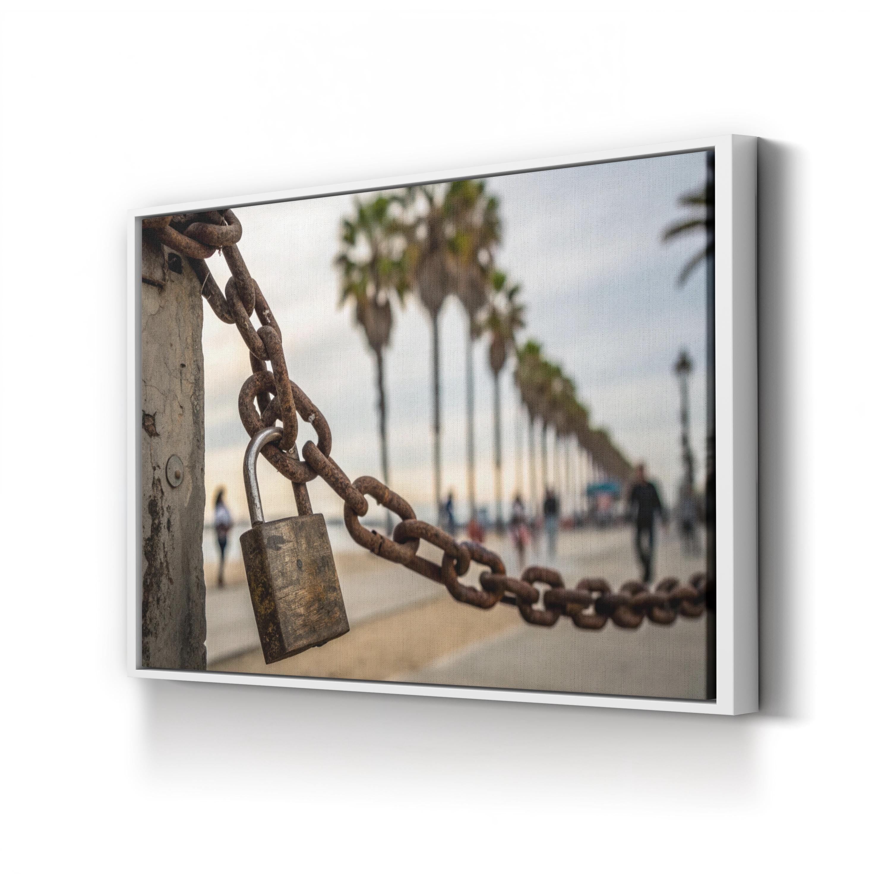 Access Denied – Period Illustration Wall Art | Urban Street Lock & Chain Canvas Print