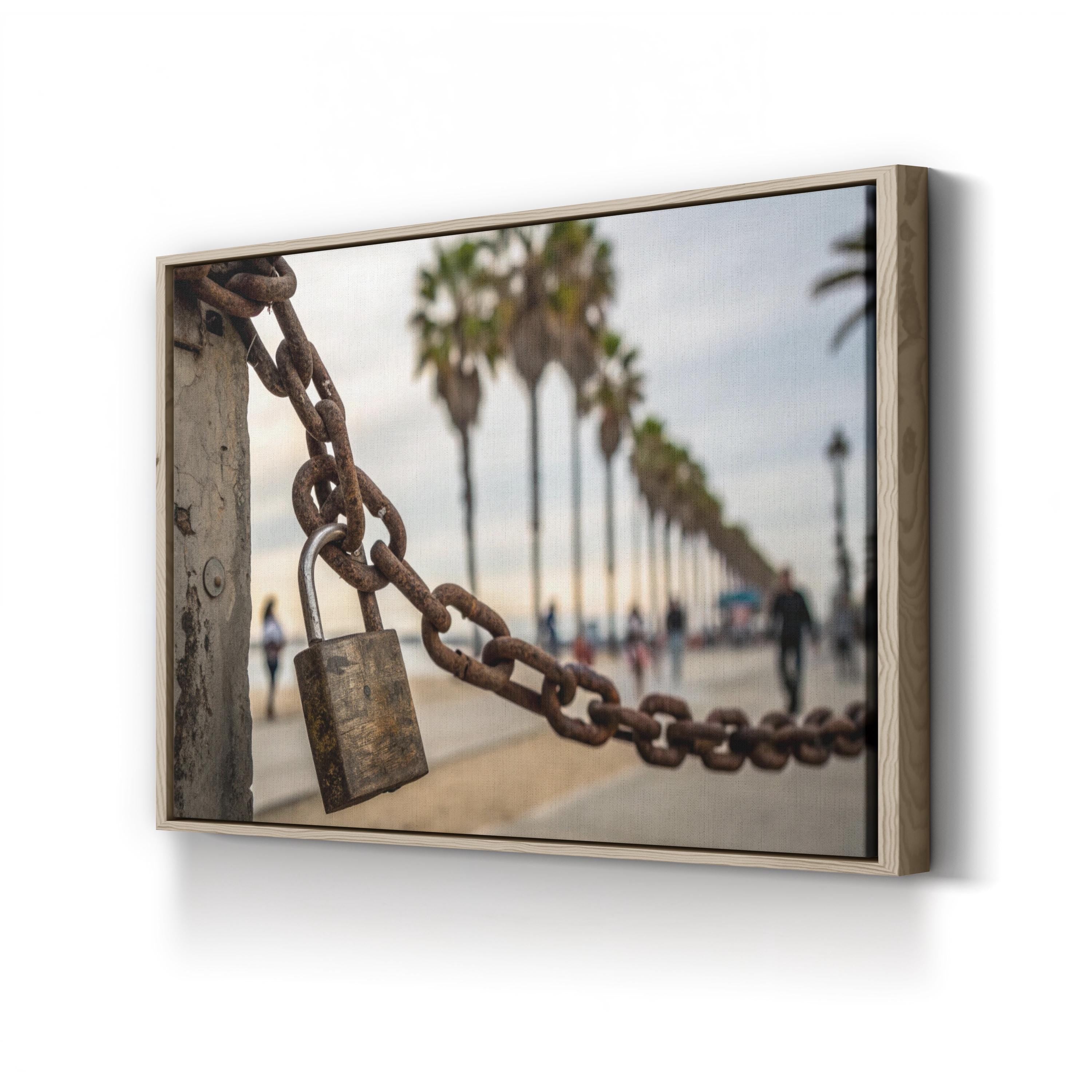 Access Denied – Period Illustration Wall Art | Urban Street Lock & Chain Canvas Print