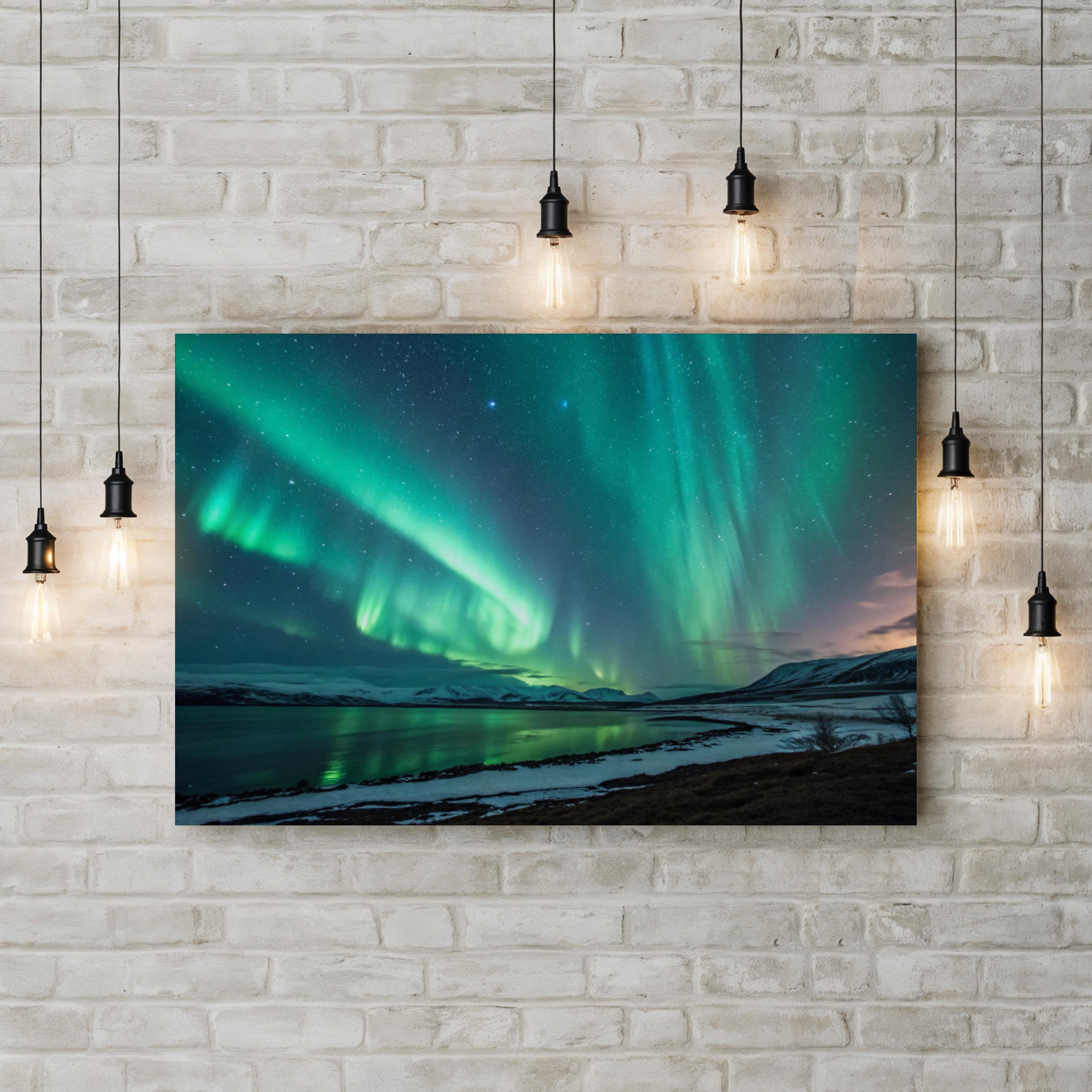 Aurora Borealis Winter Night Sky – Vintage Photography Wall Art | Majestic Landscape Canvas Print