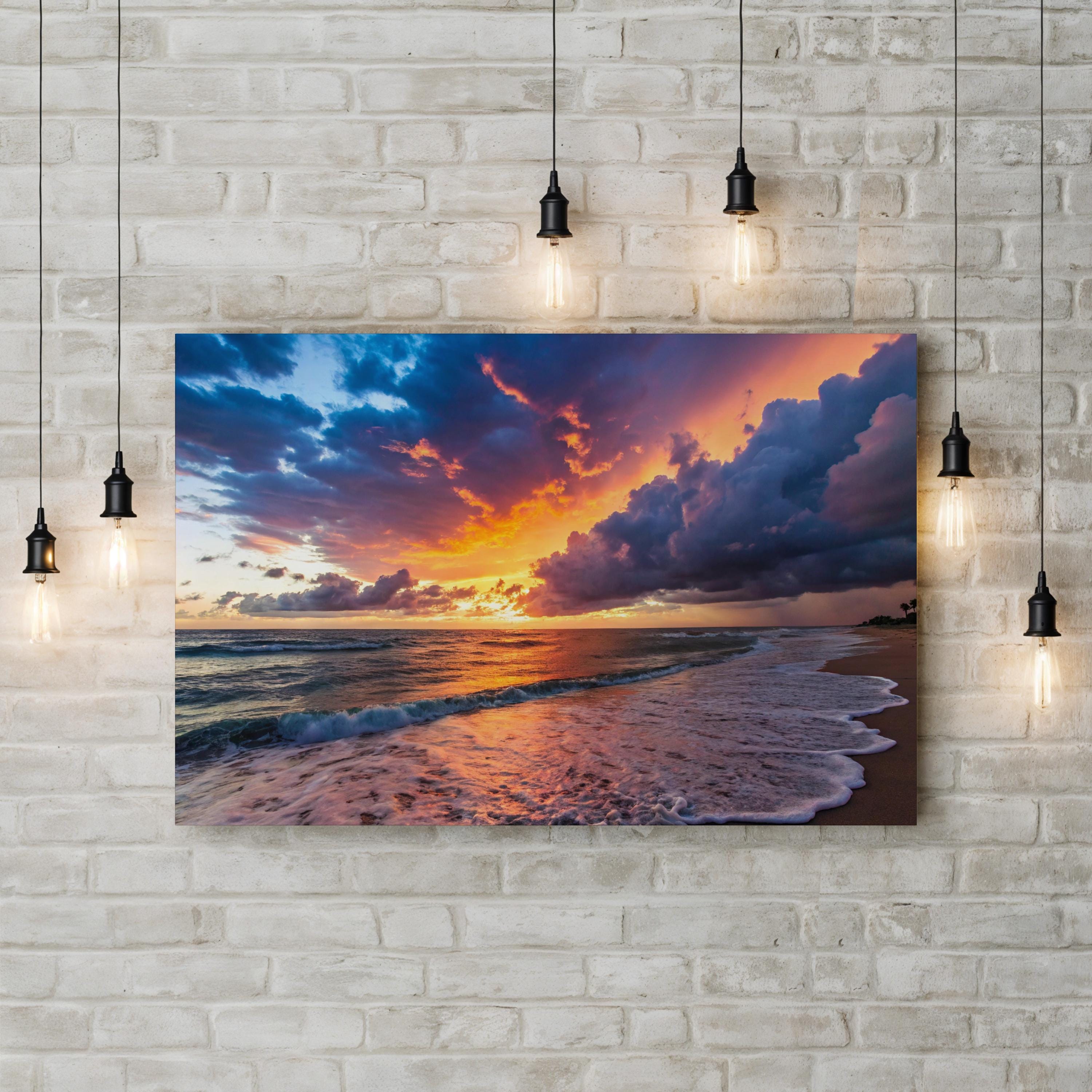 Ocean Sunset Canvas Print – Coastal Beach Seascape