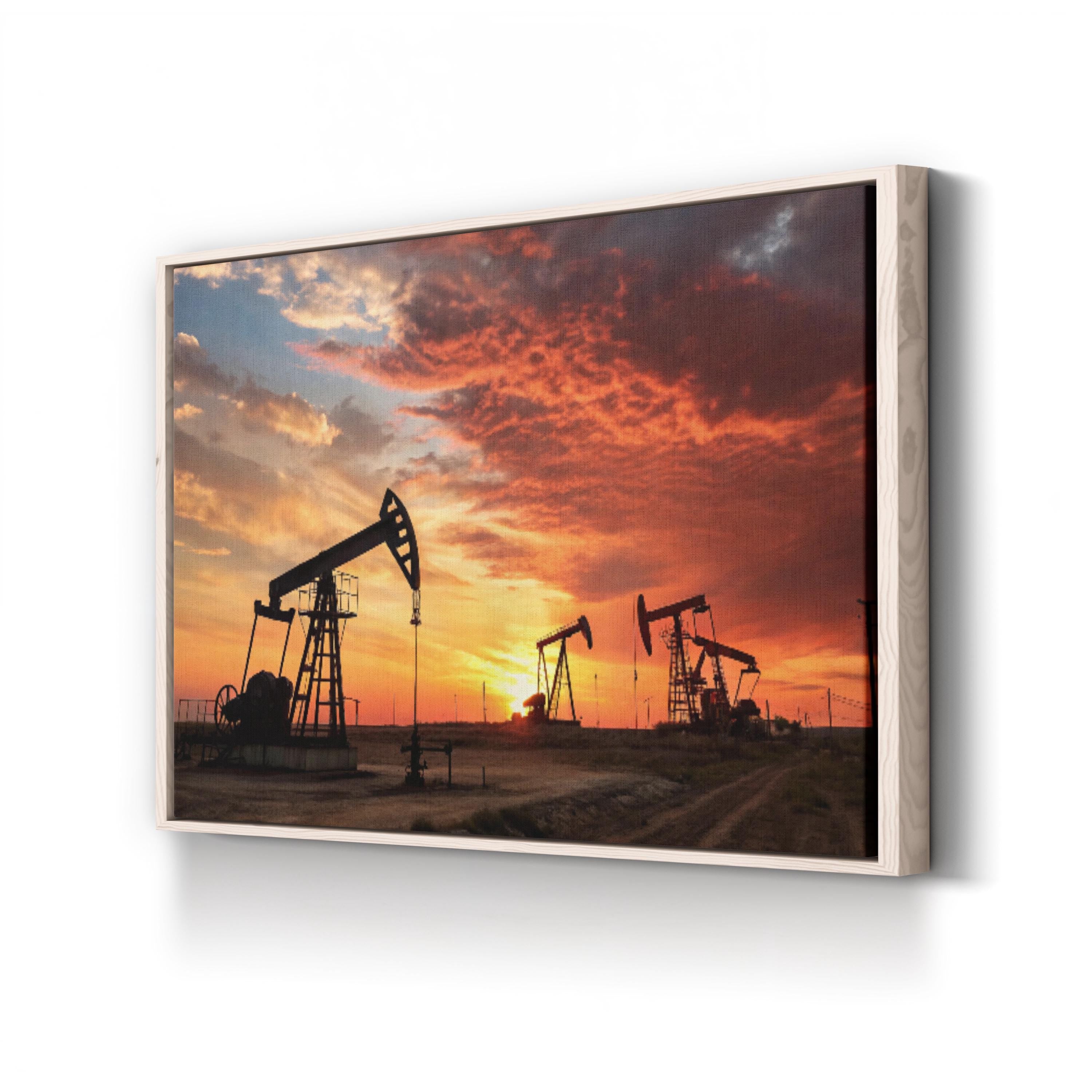 Oil Field Sunset – Vintage Photography Wall Art | Industrial Landscape Canvas Print