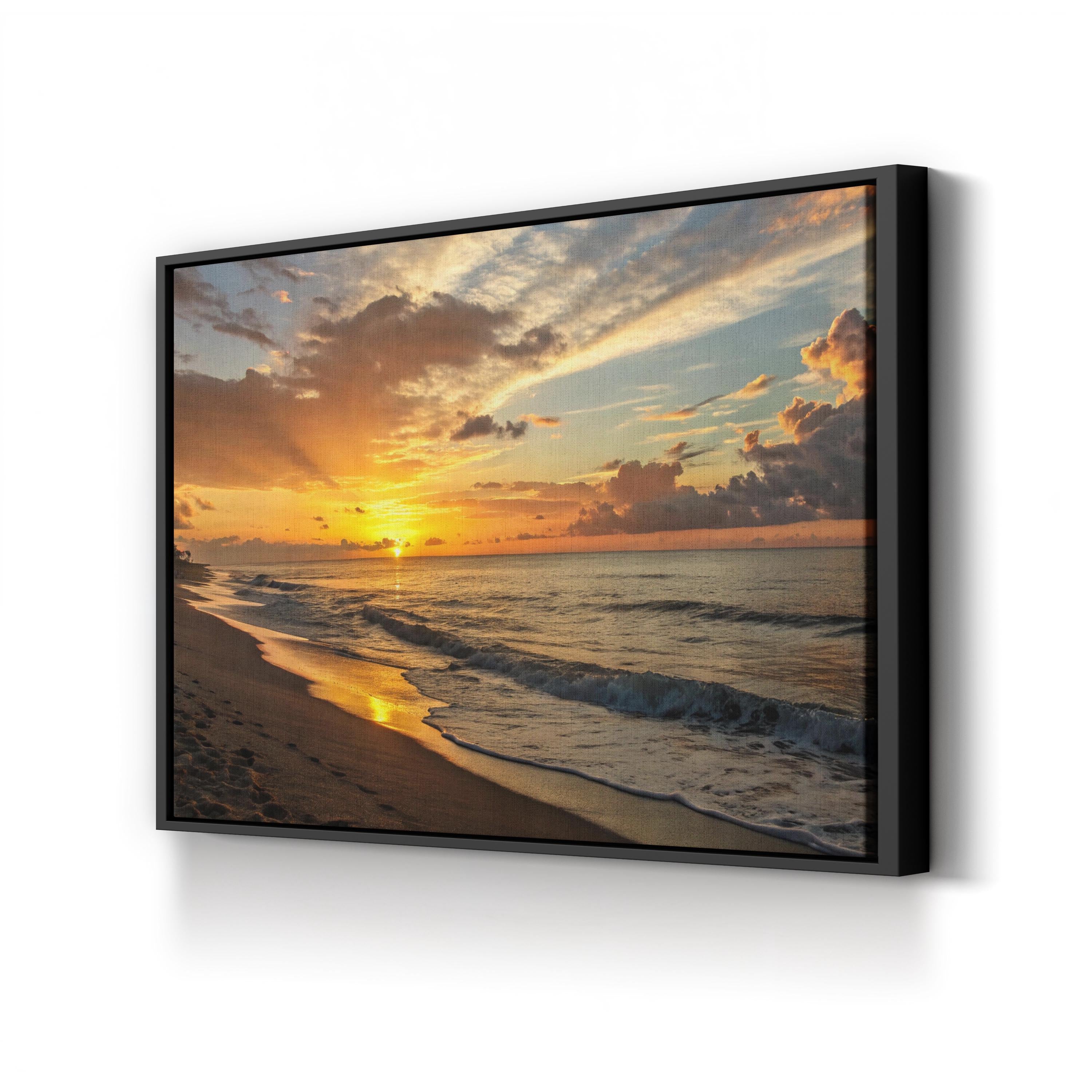 Oregon Coast Sunset Canvas Art – Framed Pacific Seascape