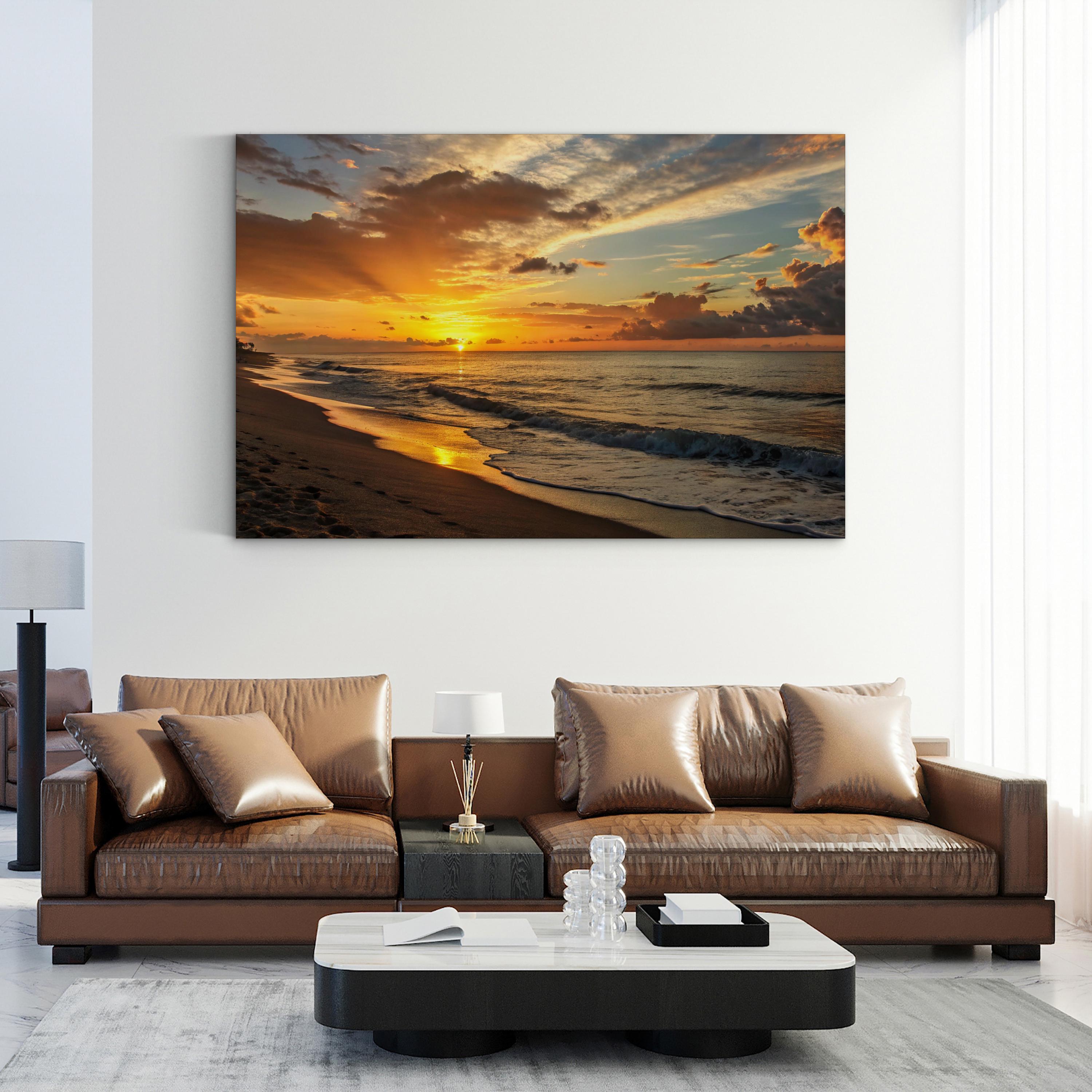 Oregon Coast Sunset Canvas Art – Framed Pacific Seascape