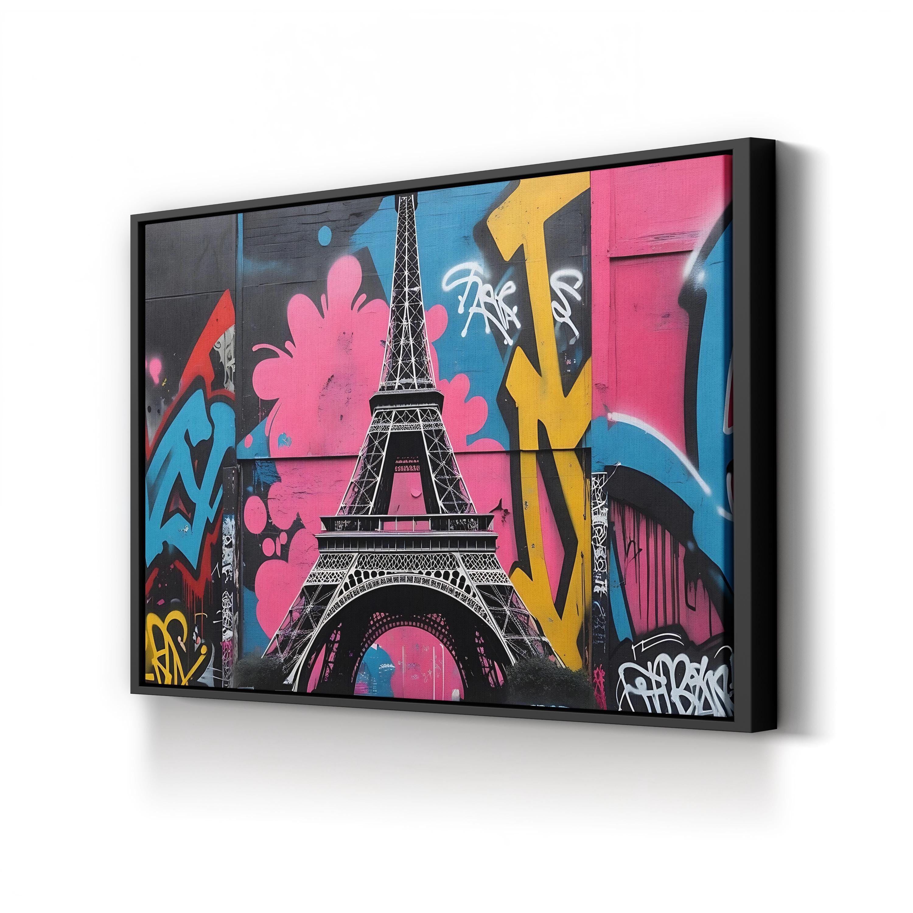 Eiffel Tower Graffiti Color – Period Illustration Wall Art | Paris Street Canvas Print
