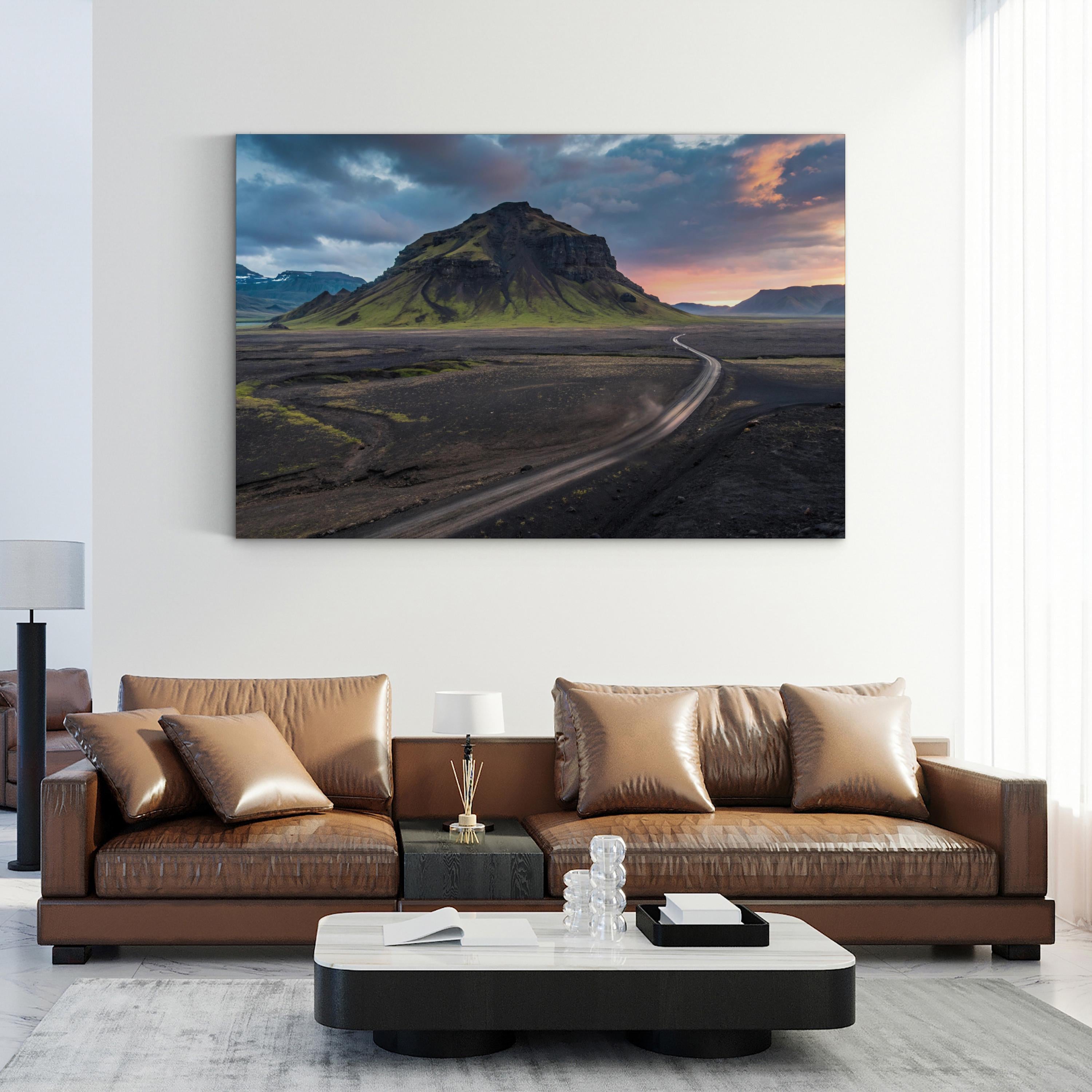 Iceland Mountain Road – Vintage Photography Wall Art | Scenic Landscape Canvas Print