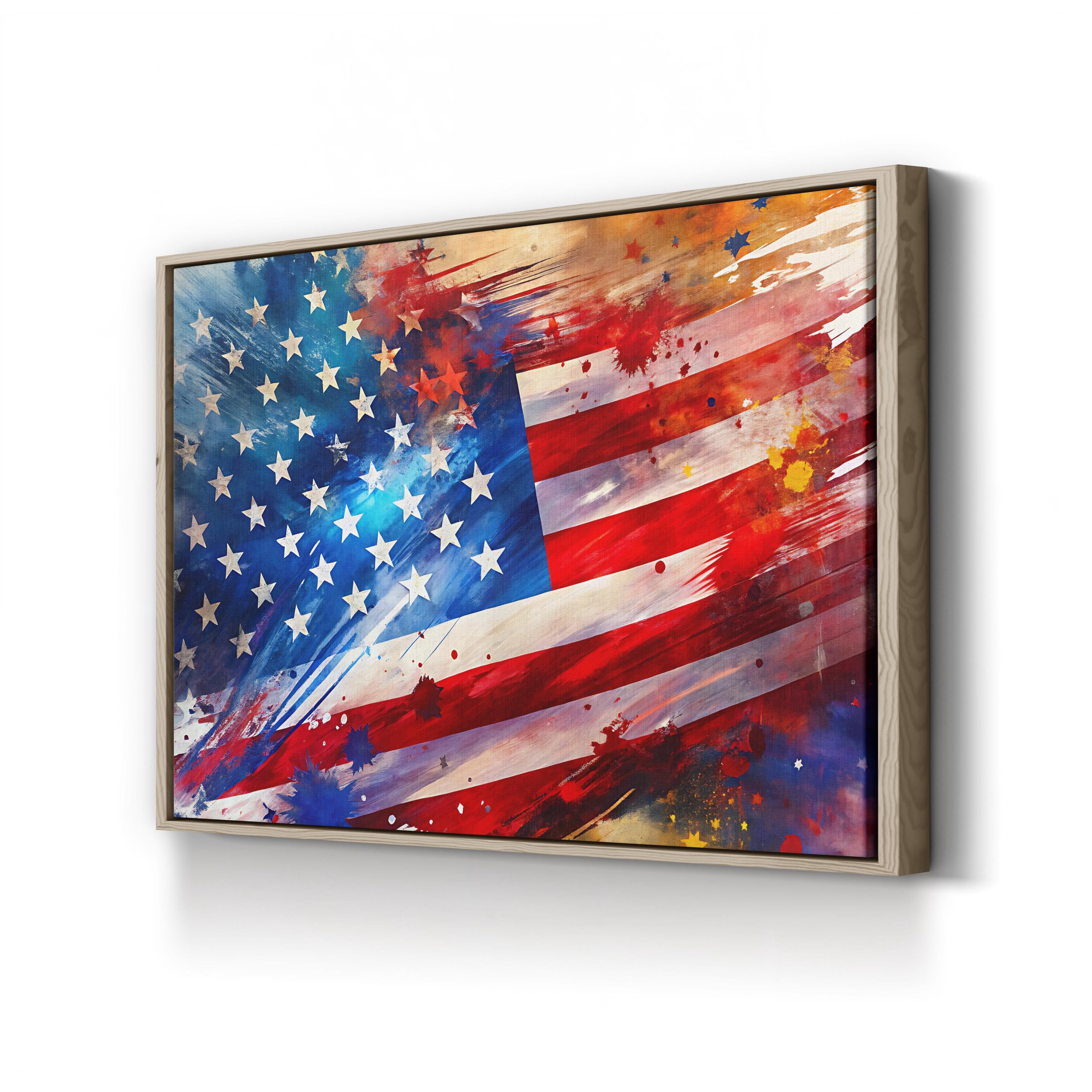 Abstract American Flag – Period Illustration Wall Art | Contemporary Patriotic Canvas Print