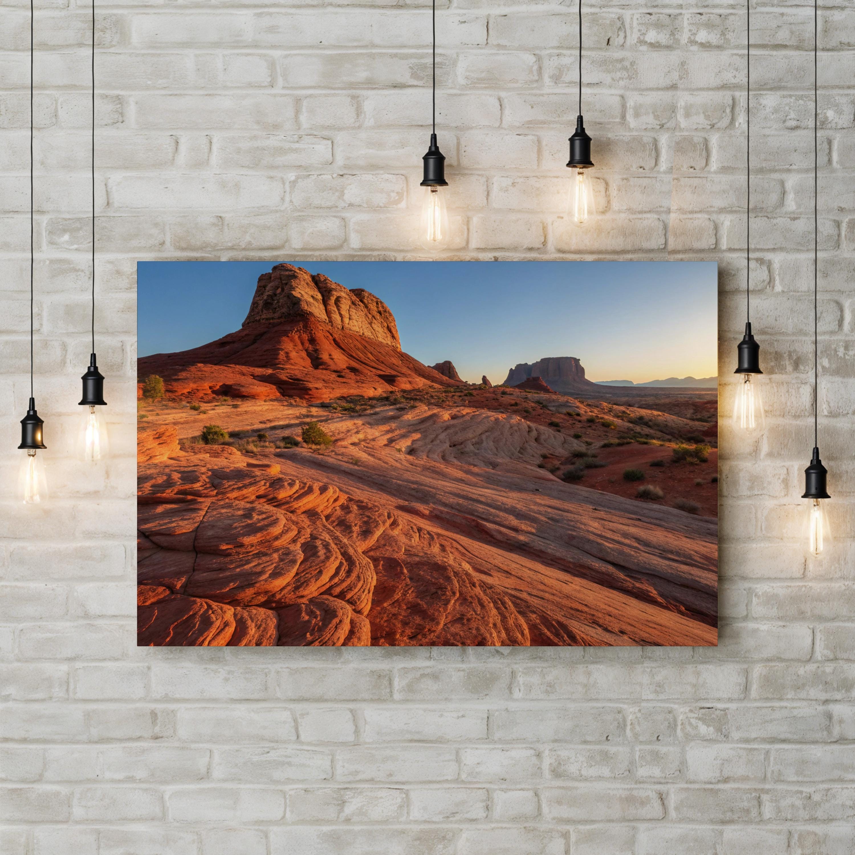 America's Gibraltar Red Rock – Vintage Photography Wall Art | Desert Landscape Canvas Print