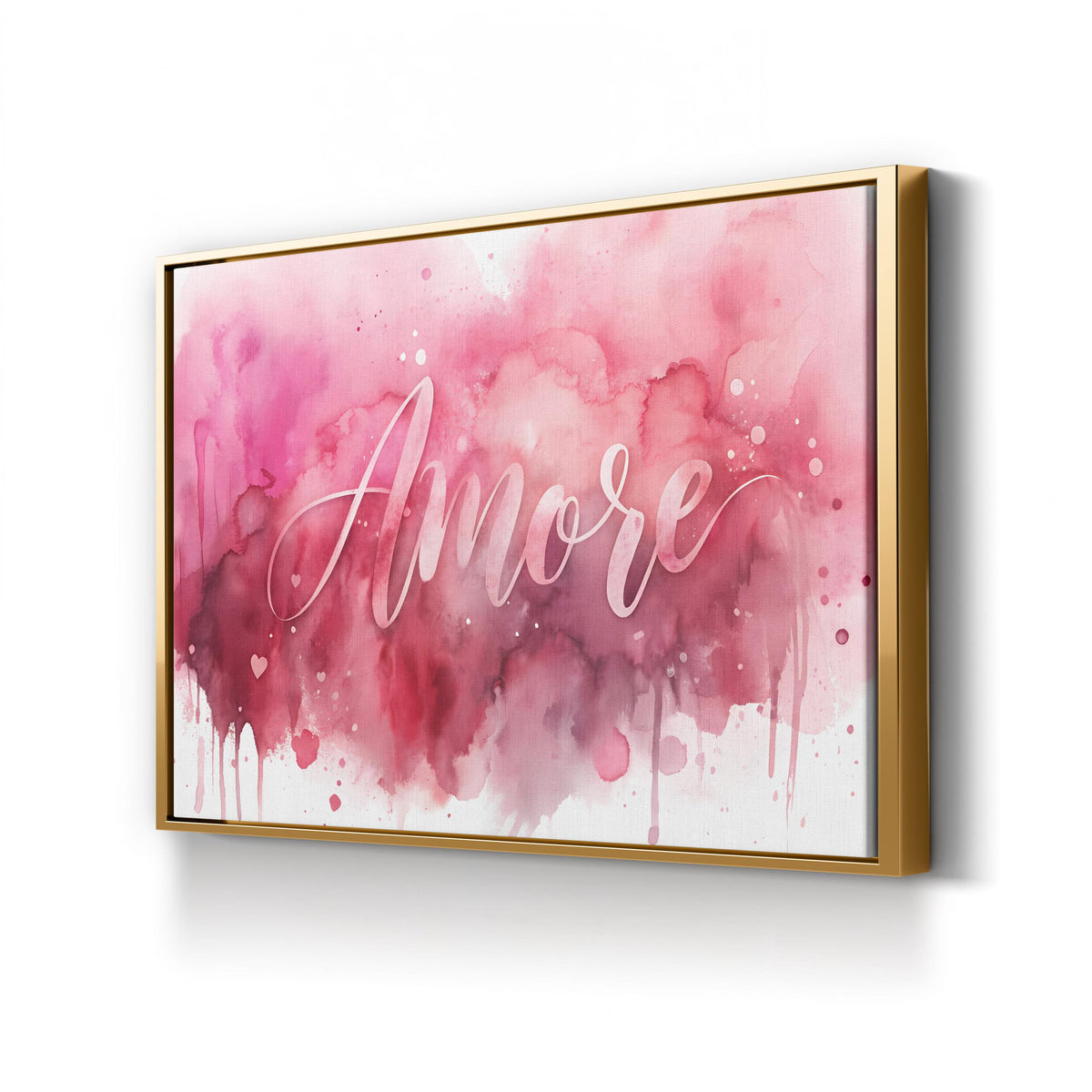 Amore Watercolor canvas print in Gold Framed Canvas