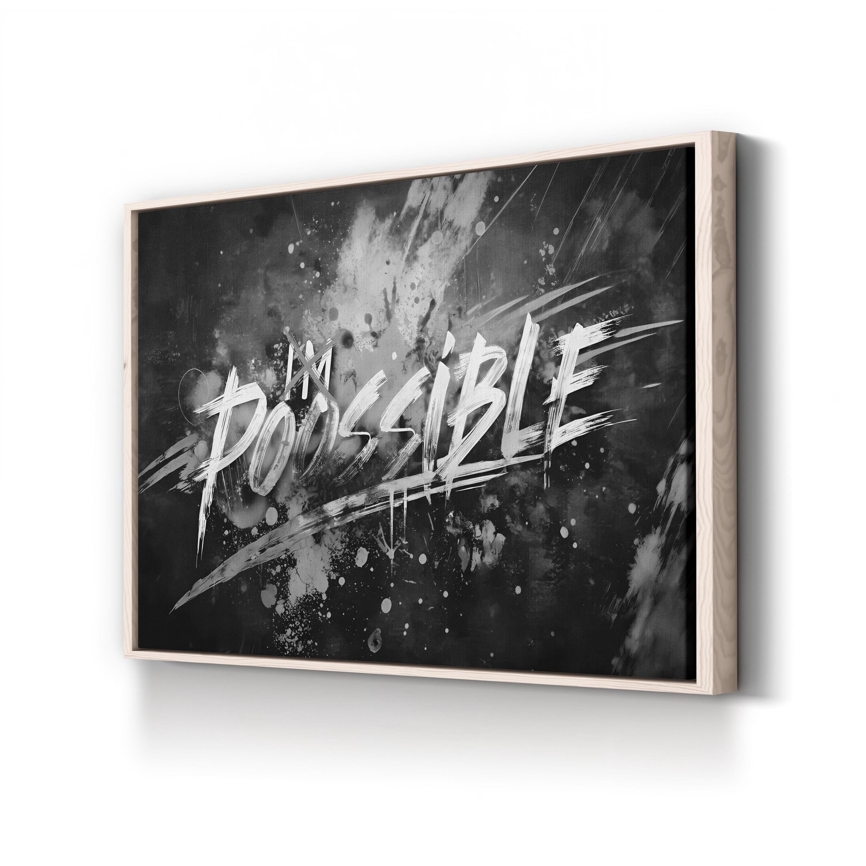 Anything Is Possible Motivational Canvas Wall Art | Black and White Inspirational Typography Print