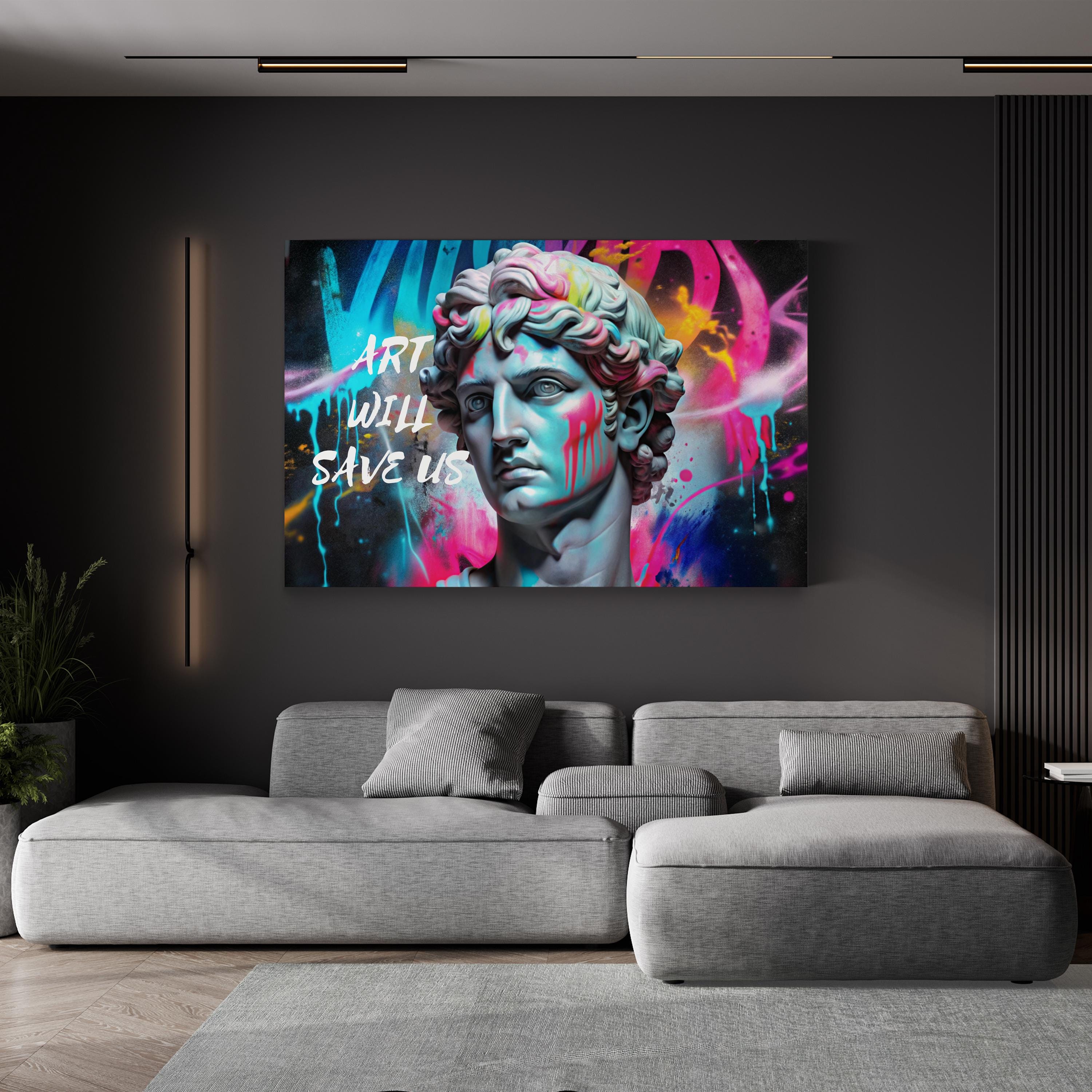 Graffiti Statue Wall Art — Contemporary Urban Street Art Composition