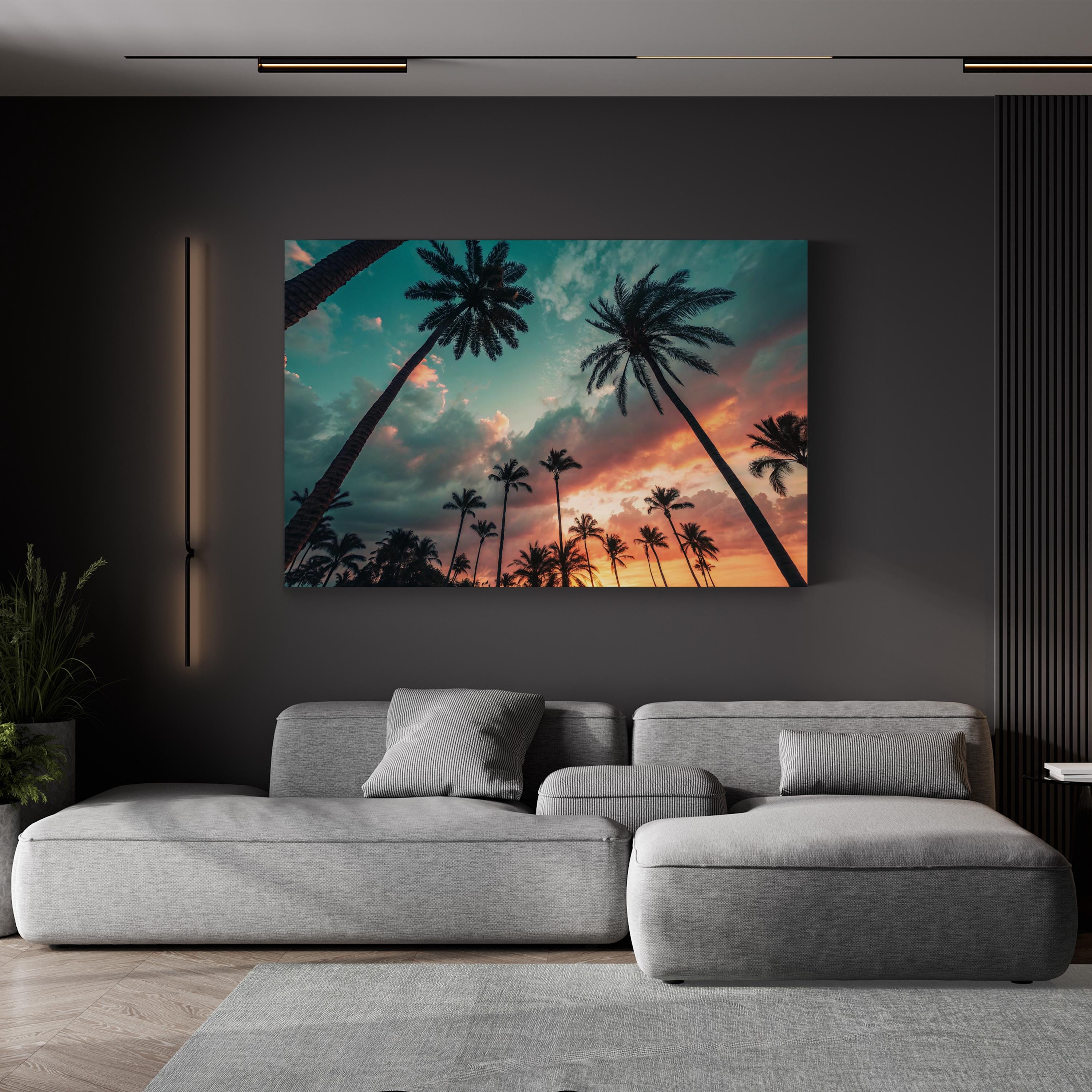 Palm Tree Sunrise – Vintage Photography Wall Art | Coastal Beach Canvas Print