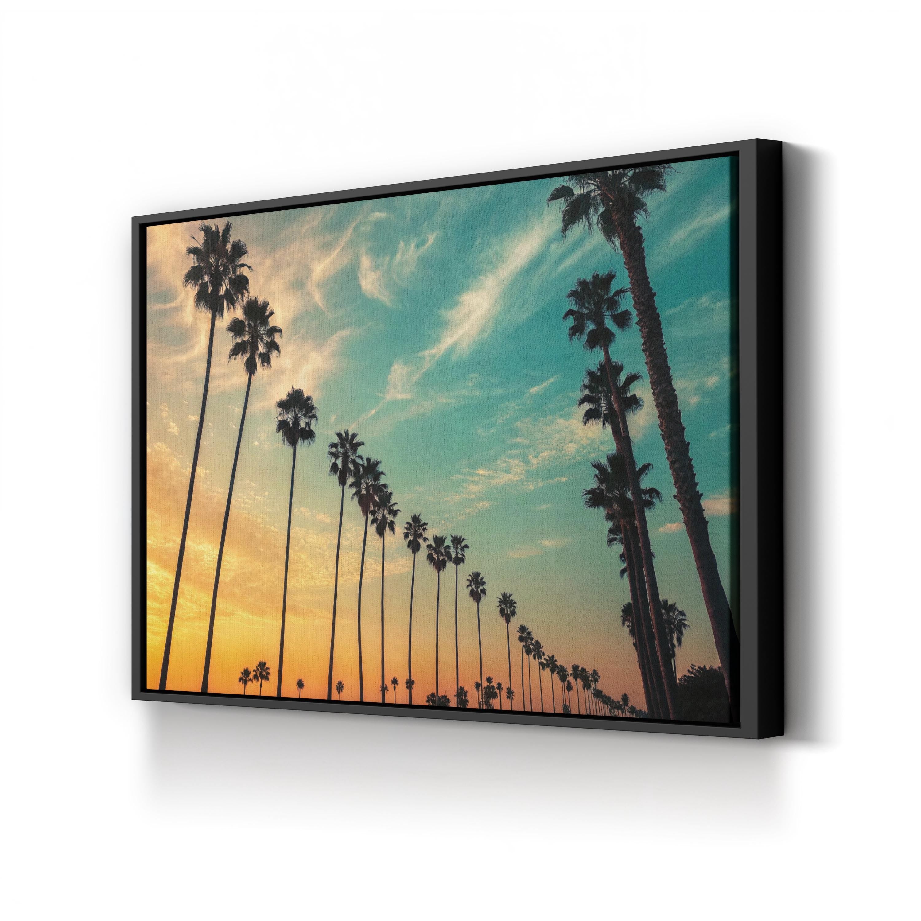 Santa Barbara Palm Beach Sunset – Vintage Photography Wall Art | California Coastal Canvas Print