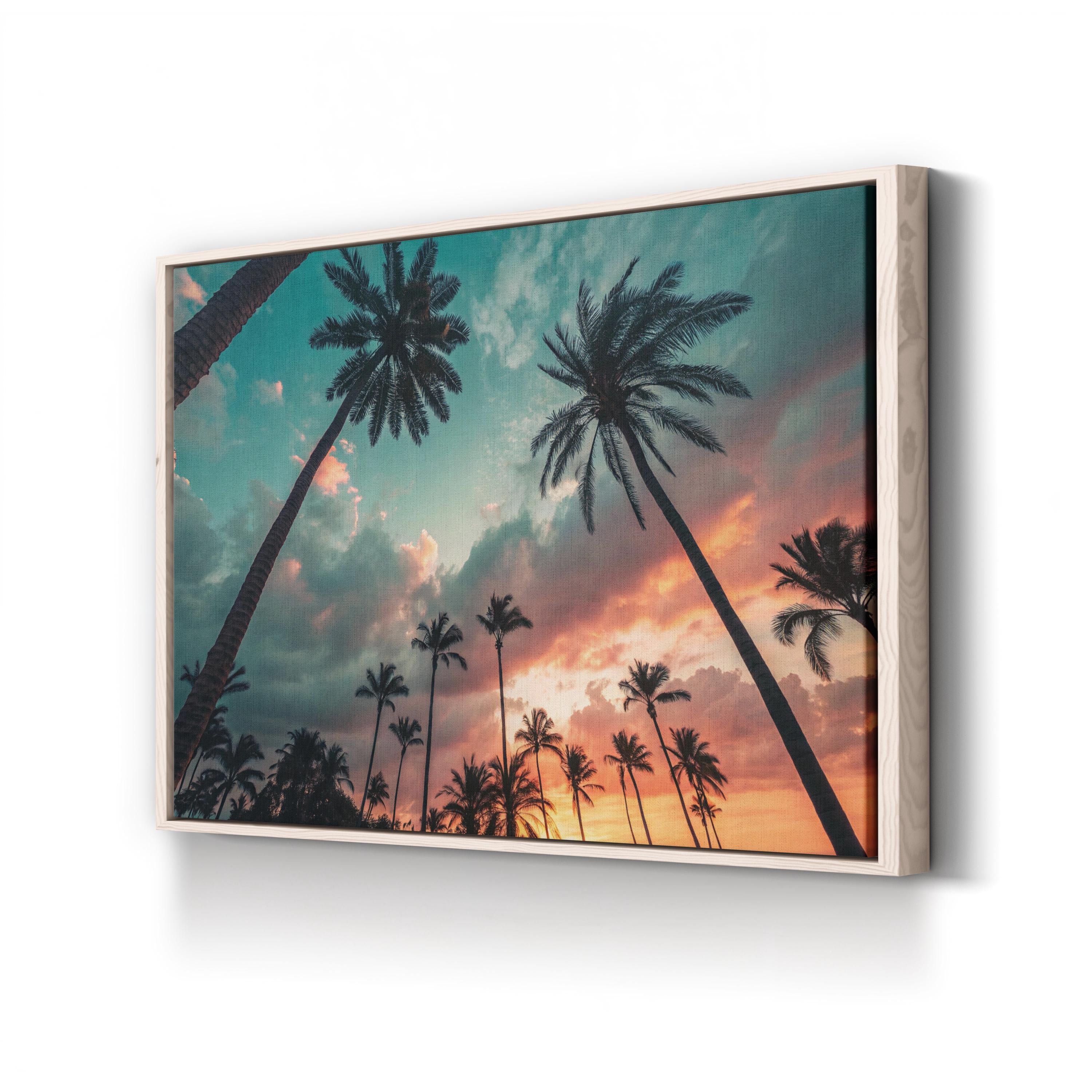 Palm Tree Sunrise – Vintage Photography Wall Art | Coastal Beach Canvas Print
