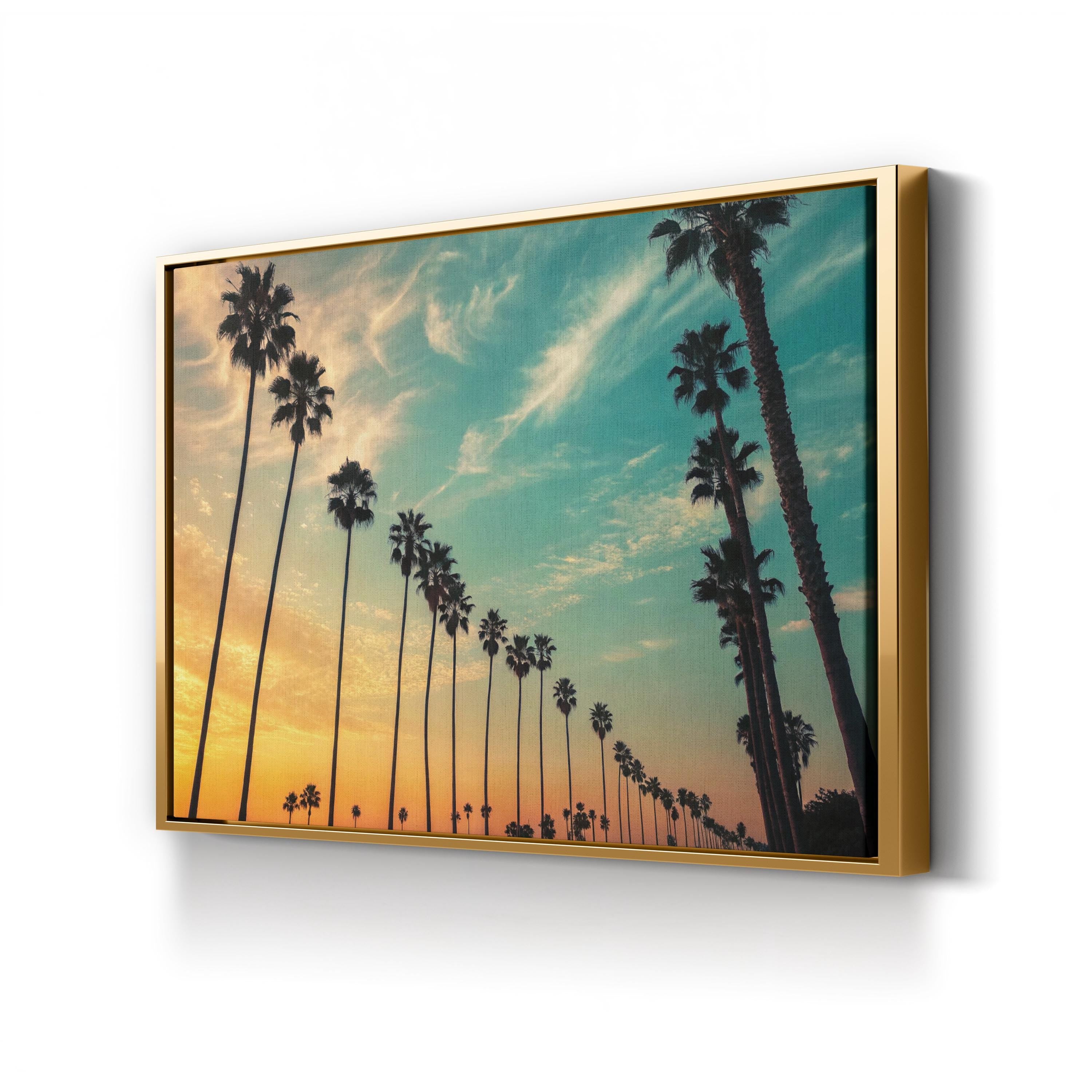 Santa Barbara Palm Beach Sunset – Vintage Photography Wall Art | California Coastal Canvas Print