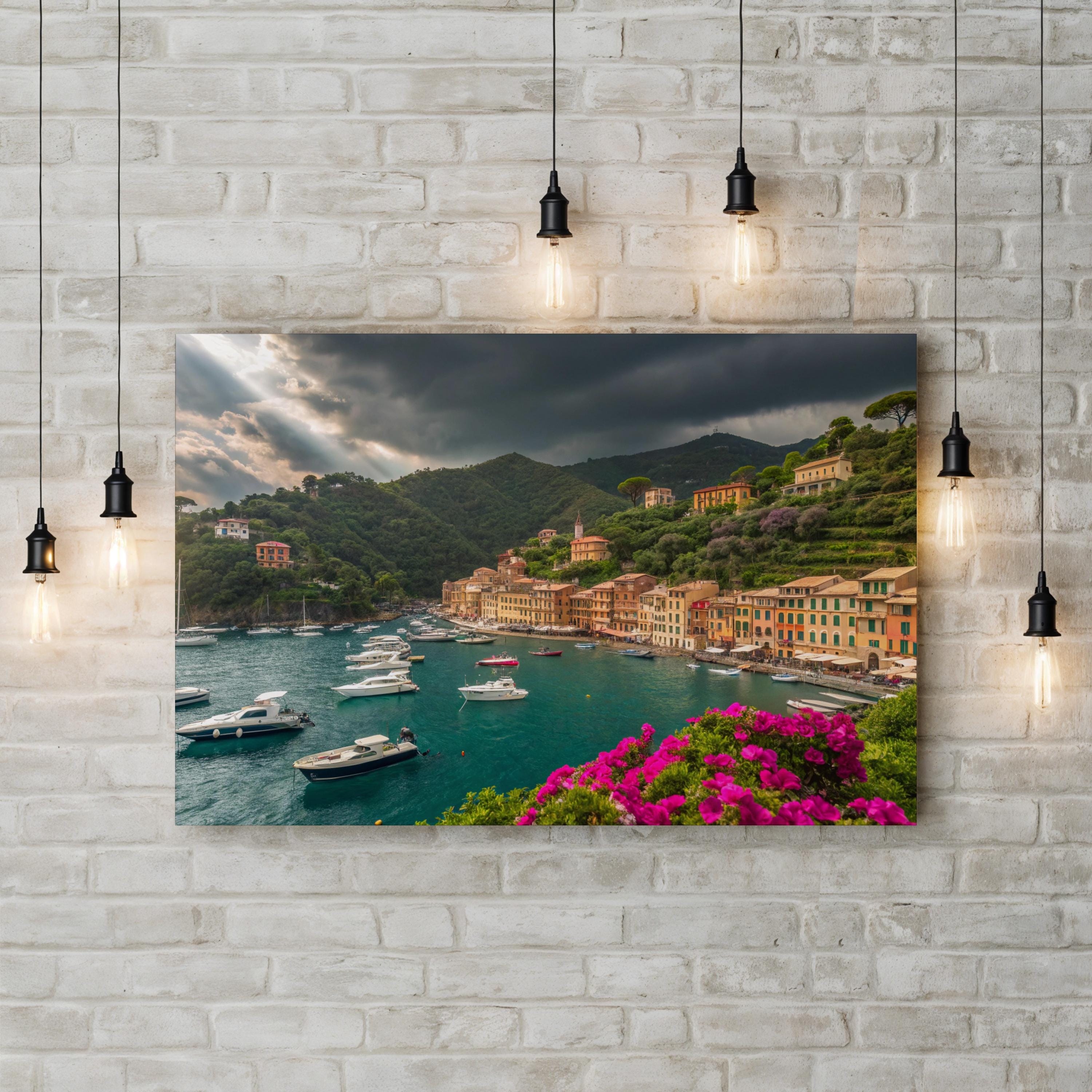 Portofino, Italian Riviera, Liguria, Italy Canvas Print: Coastal Village Wall Art