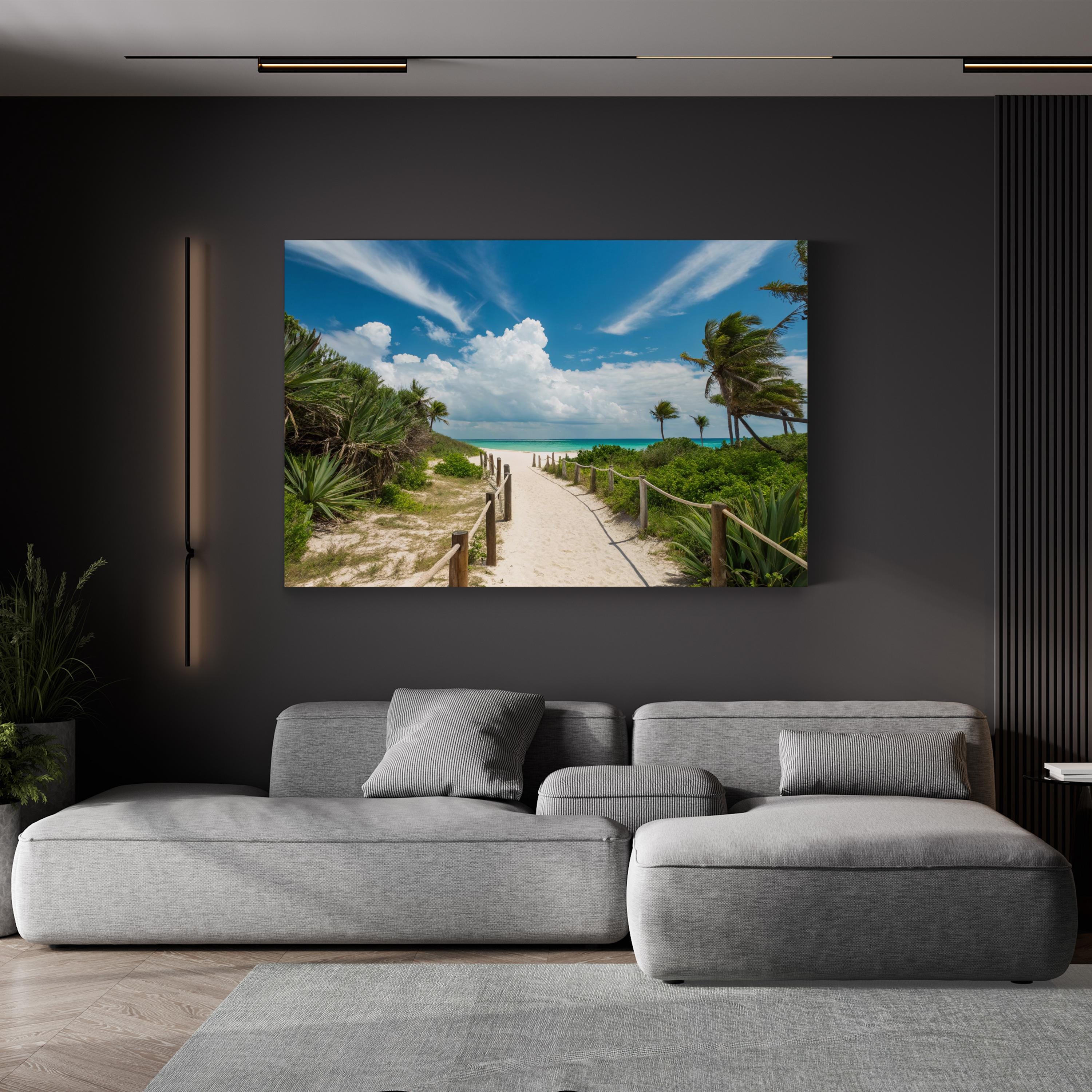 Sandy Path to the Beach Wall Art — Contemporary Coastal Landscape Canvas