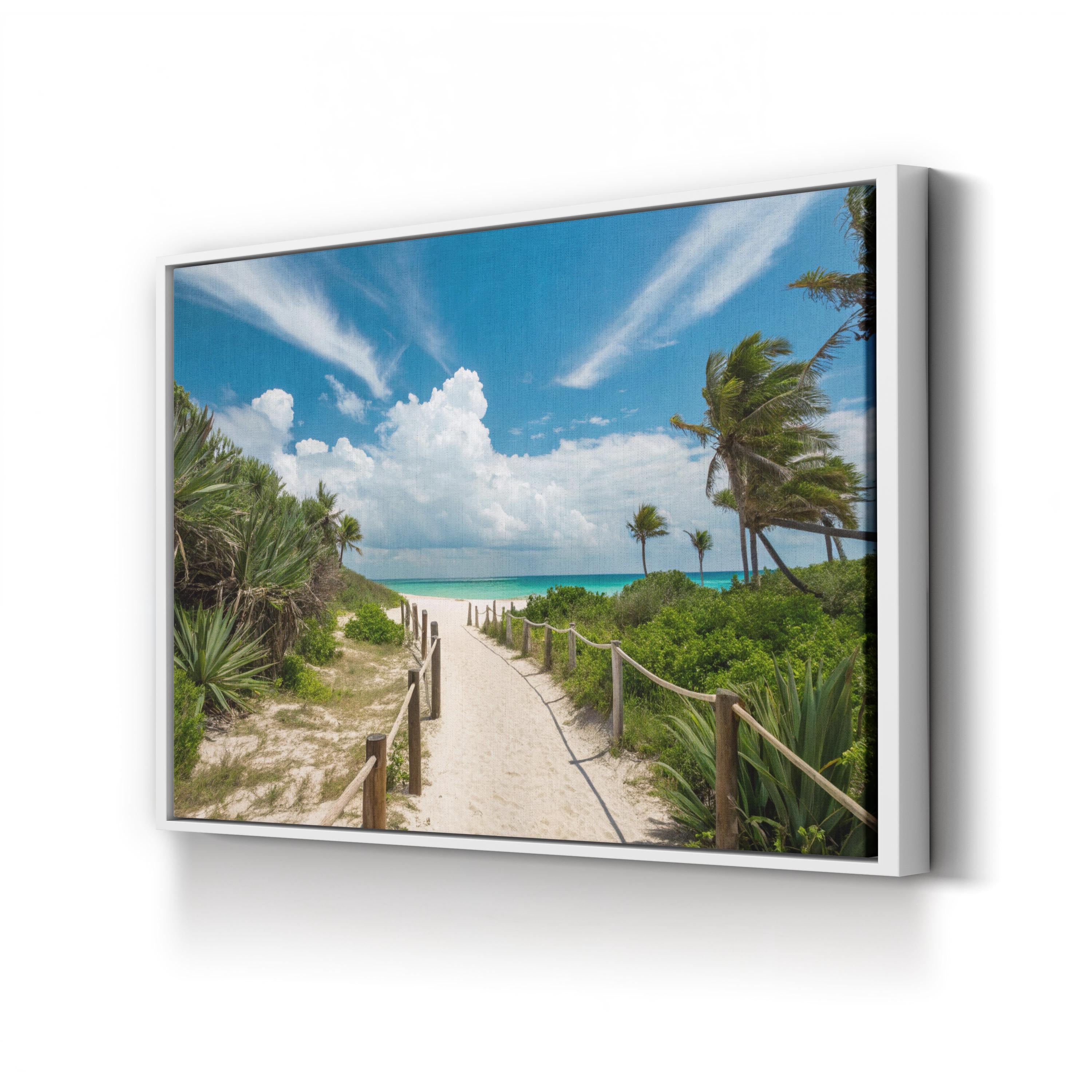 Sandy Path to the Beach Wall Art — Contemporary Coastal Landscape Canvas