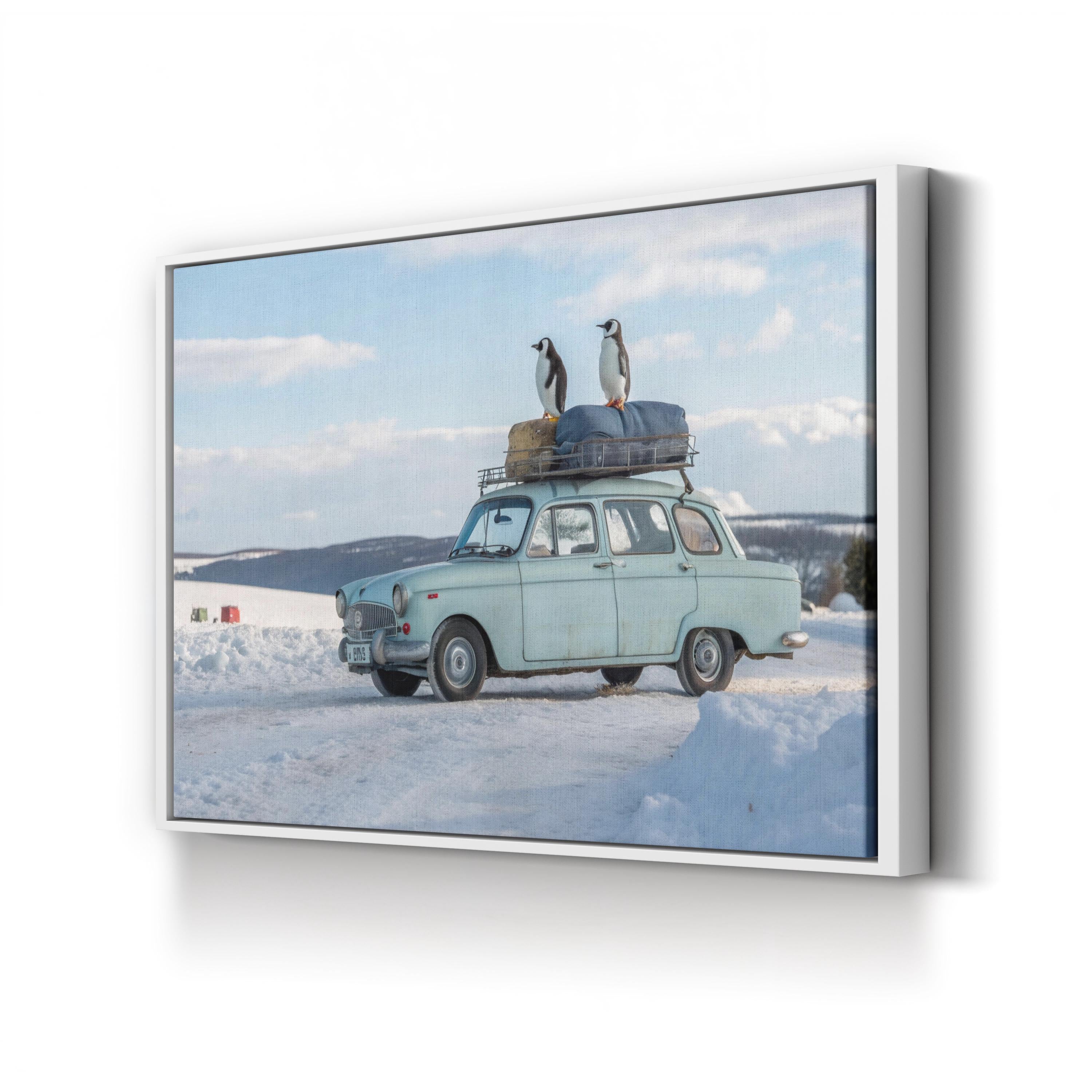 Vintage Car Travel Map – Period Illustration Wall Art | Classic Automotive Canvas Print