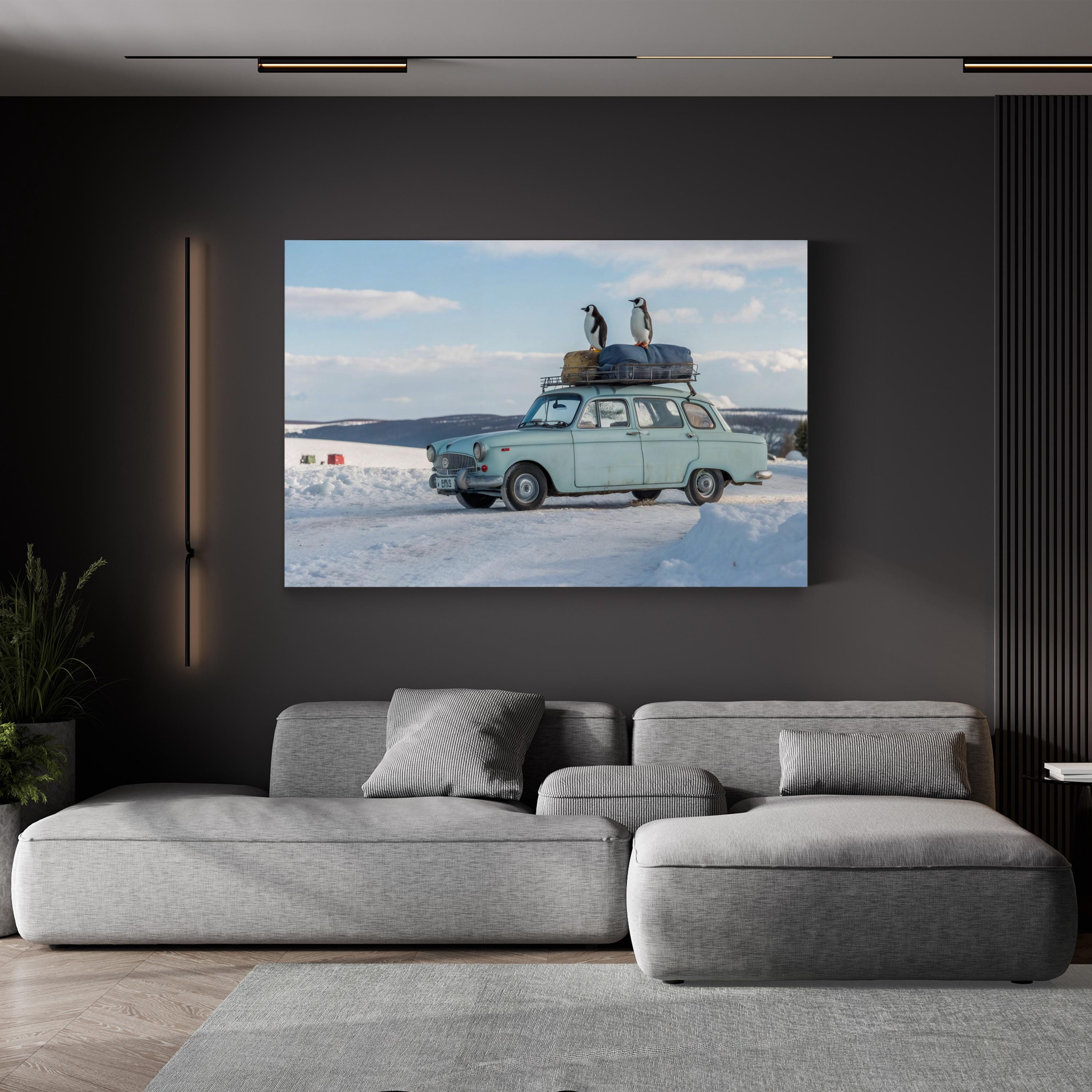 Vintage Car Travel Map – Period Illustration Wall Art | Classic Automotive Canvas Print