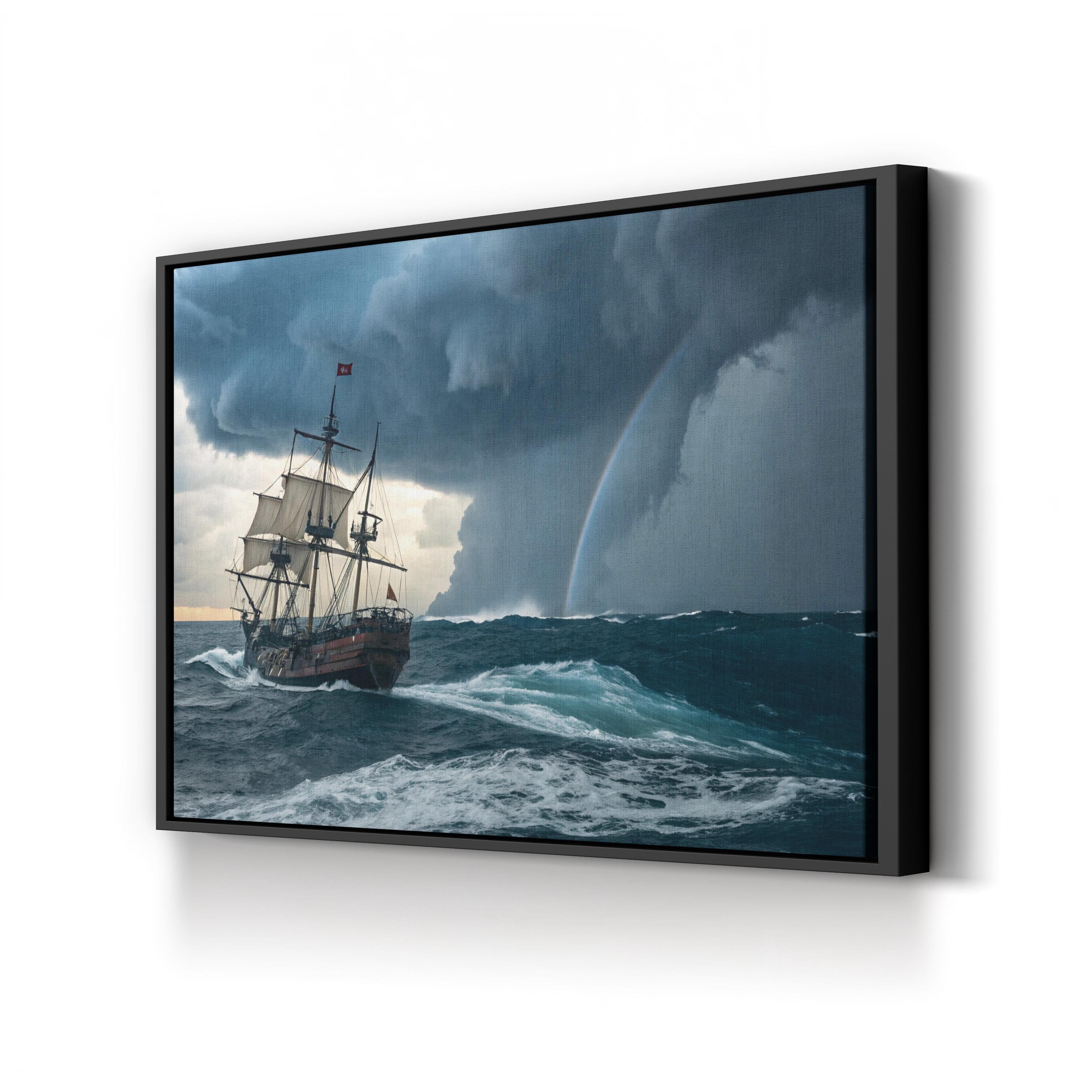 Pirate Ship Storm Canvas Art – Dramatic Nautical Seascape