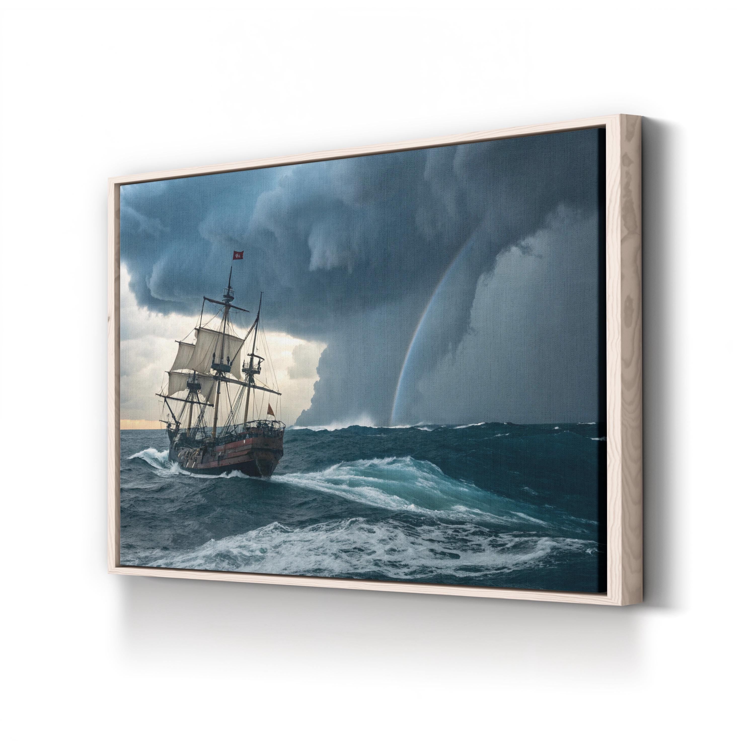 Pirate Ship Storm Canvas Art – Dramatic Nautical Seascape