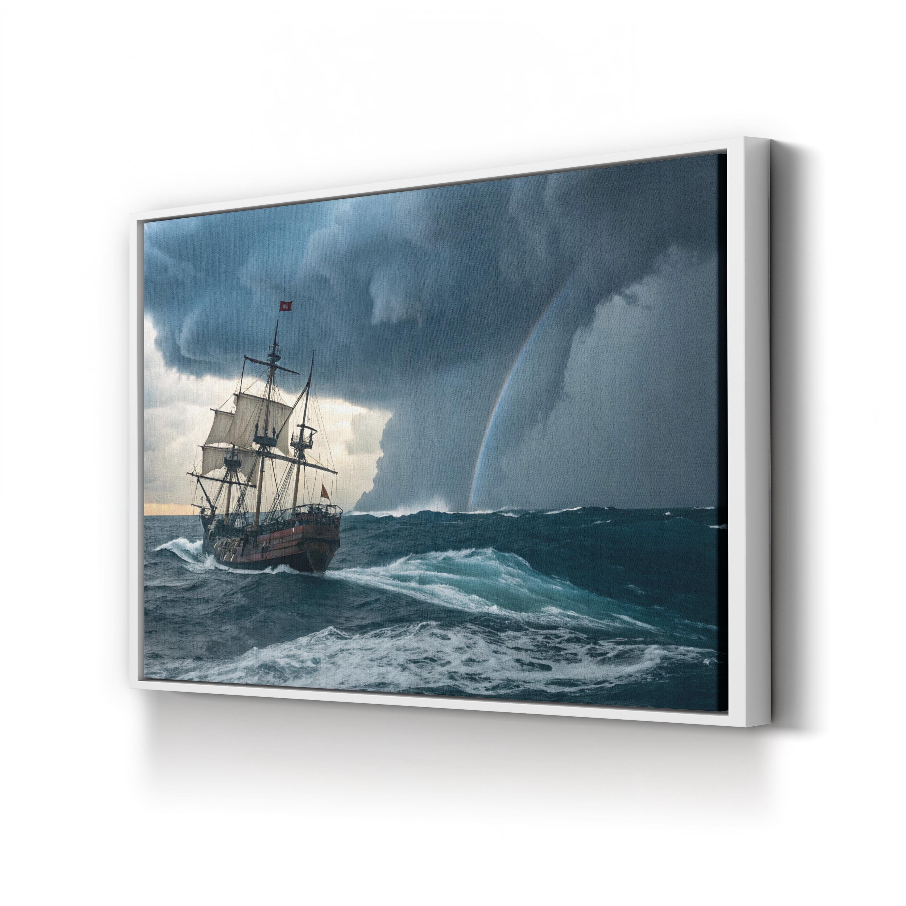 Pirate Ship Storm Canvas Art – Dramatic Nautical Seascape