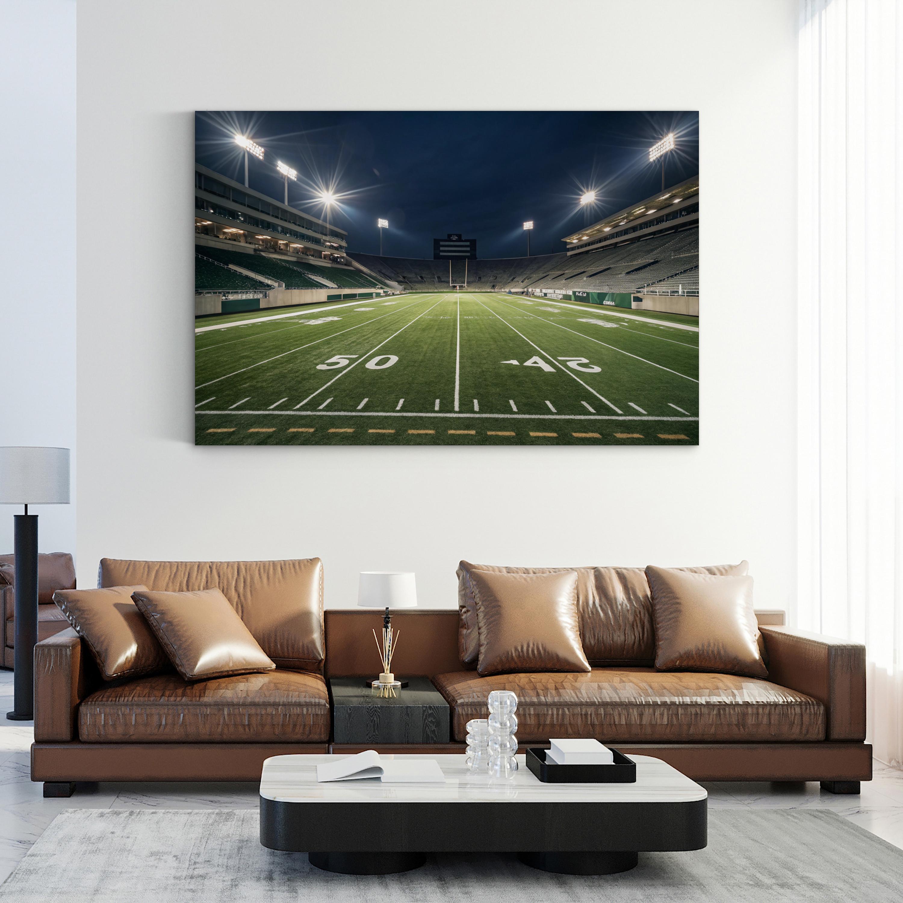 Night Football Field – Vintage Photography Wall Art | Stadium Sports Canvas Print