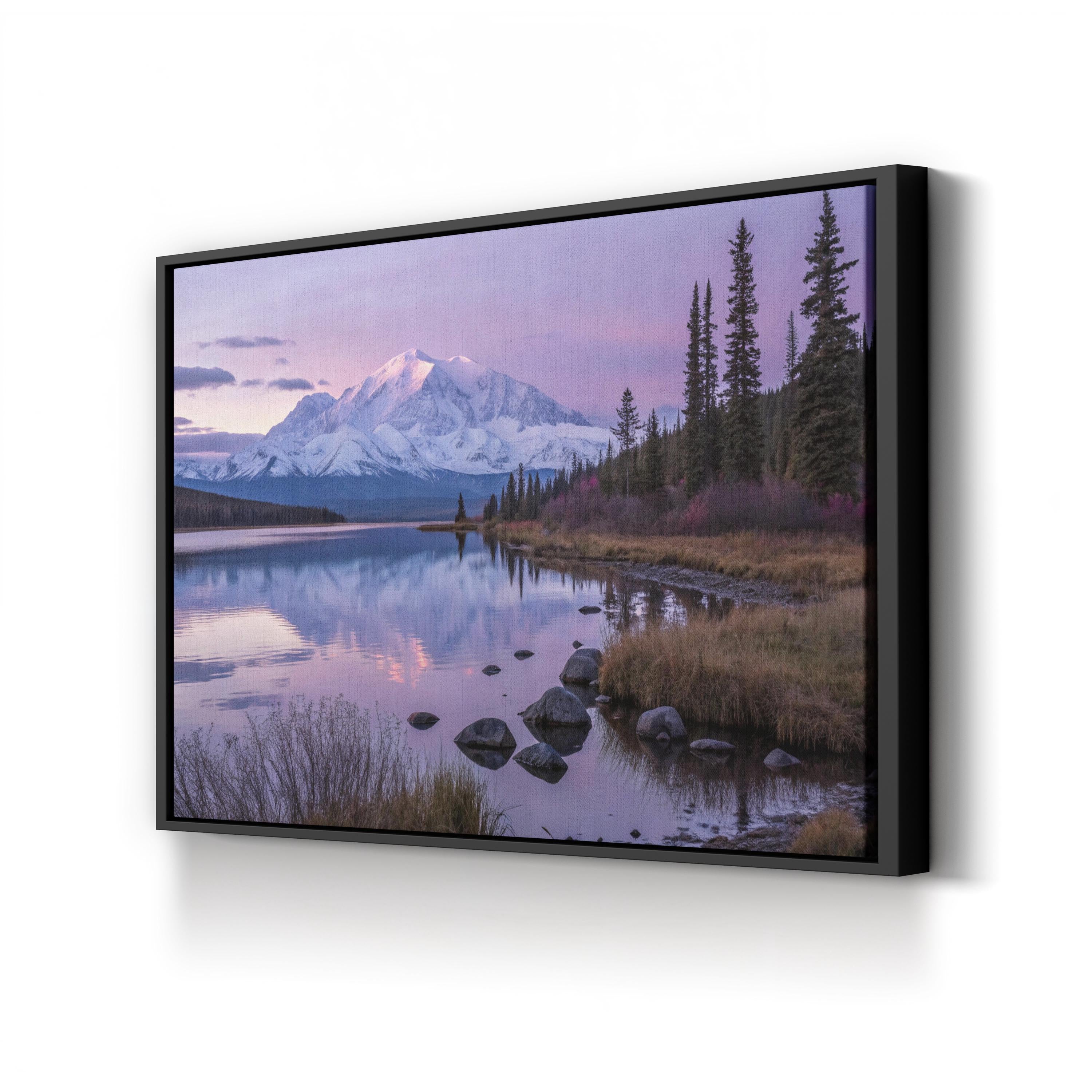 Abstract Watercolor Canvas Wall Art — Purple Reflections Landscape Print